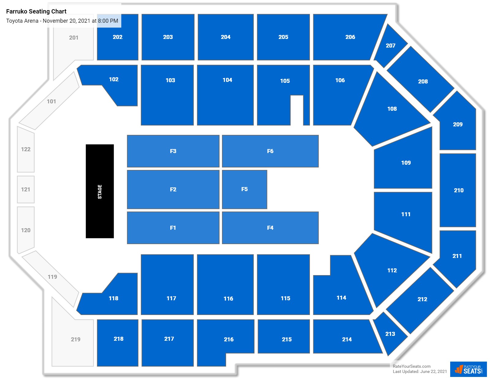 Farruko seating chart Toyota Arena