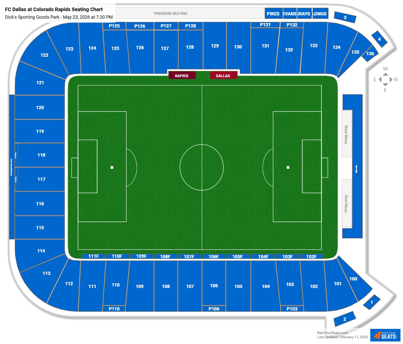 FC Dallas at Colorado Rapids seating chart Dick