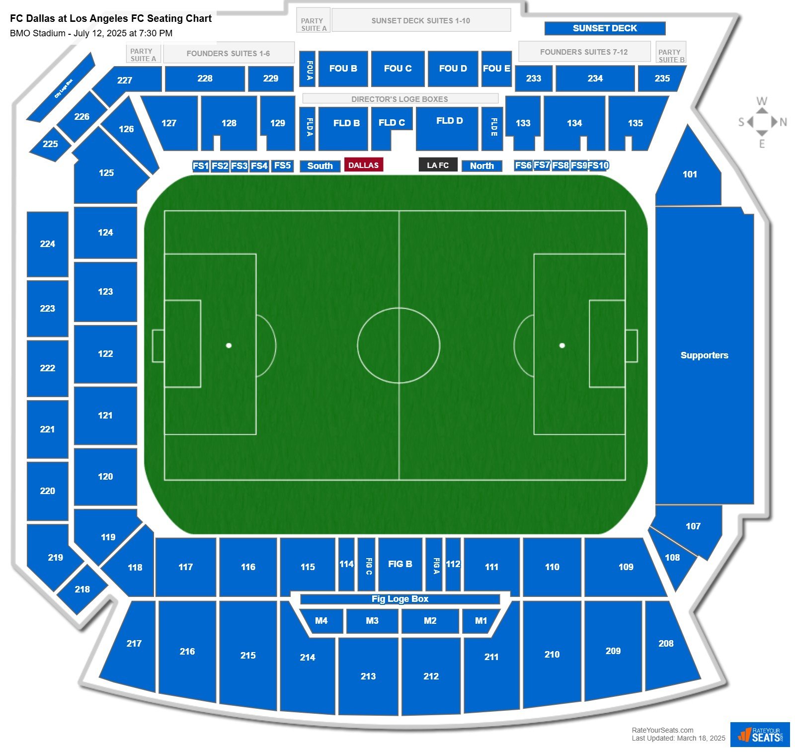 FC Dallas at Los Angeles FC seating chart BMO Stadium
