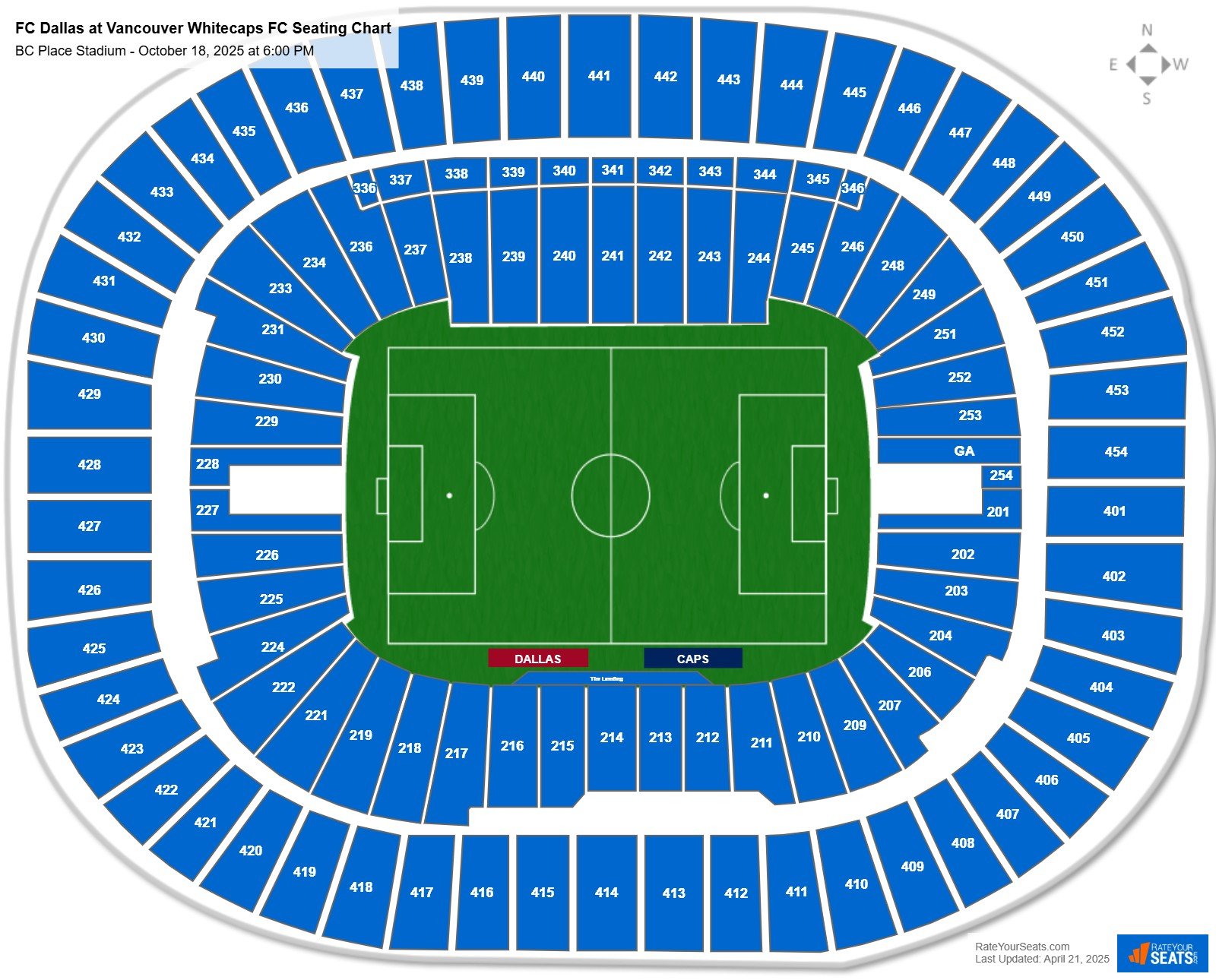 FC Dallas at Vancouver Whitecaps FC seating chart BC Place Stadium