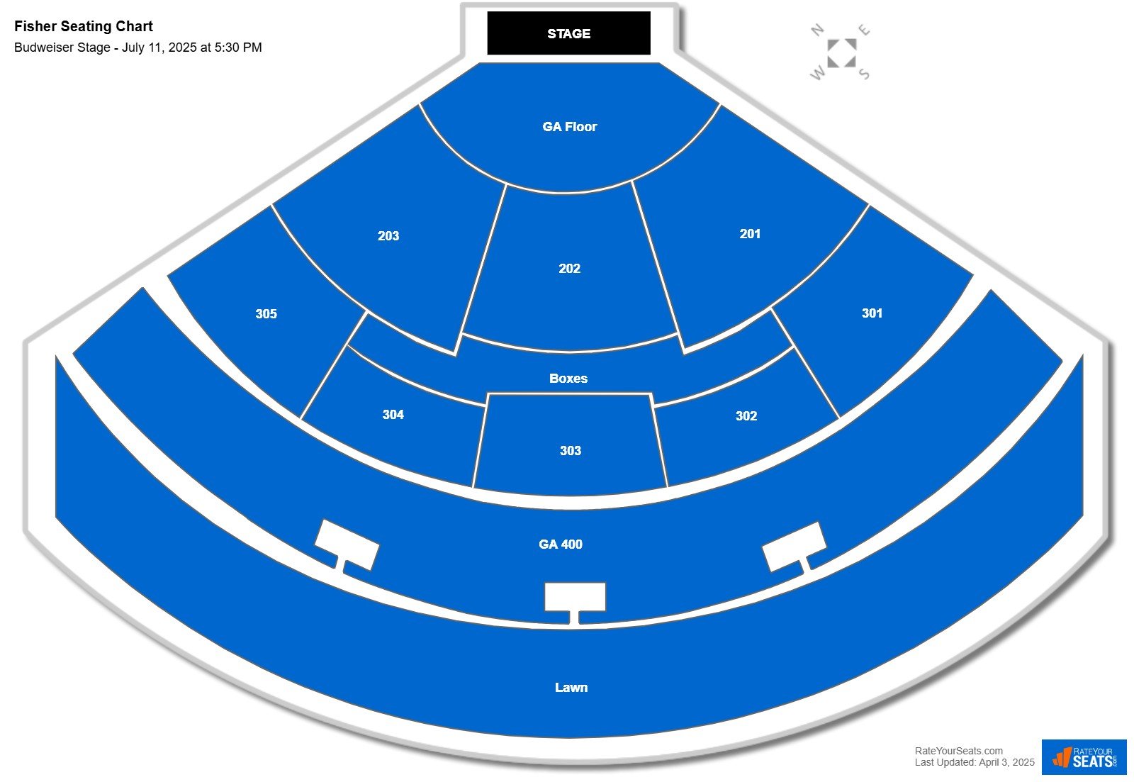 Fisher seating chart Budweiser Stage