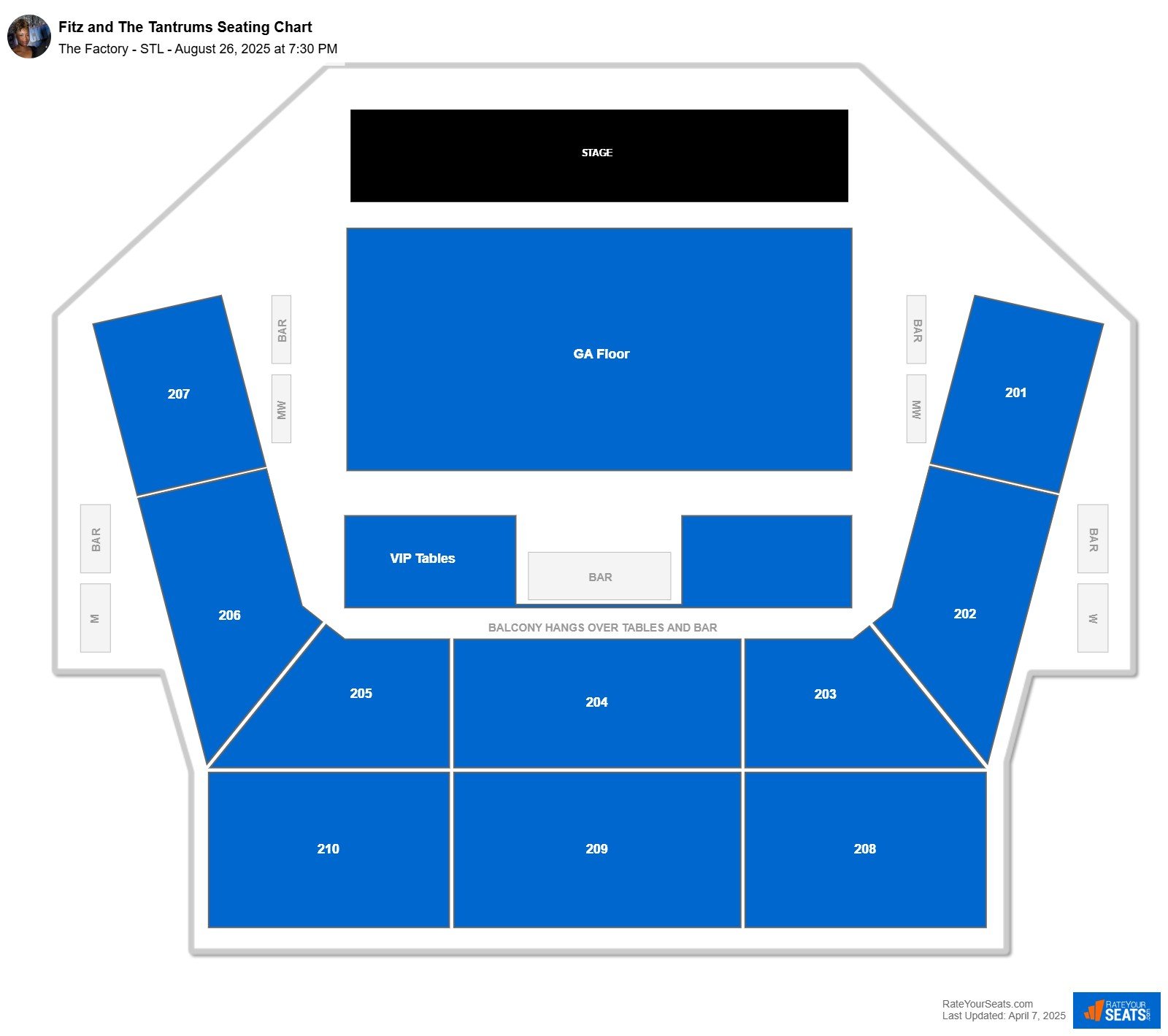 Fitz and The Tantrums seating chart The Factory - STL