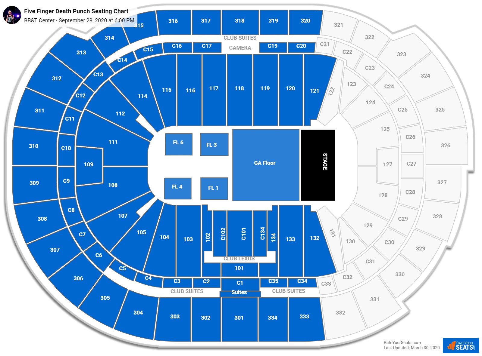 Five Finger Death Punch seating chart BB&T Center