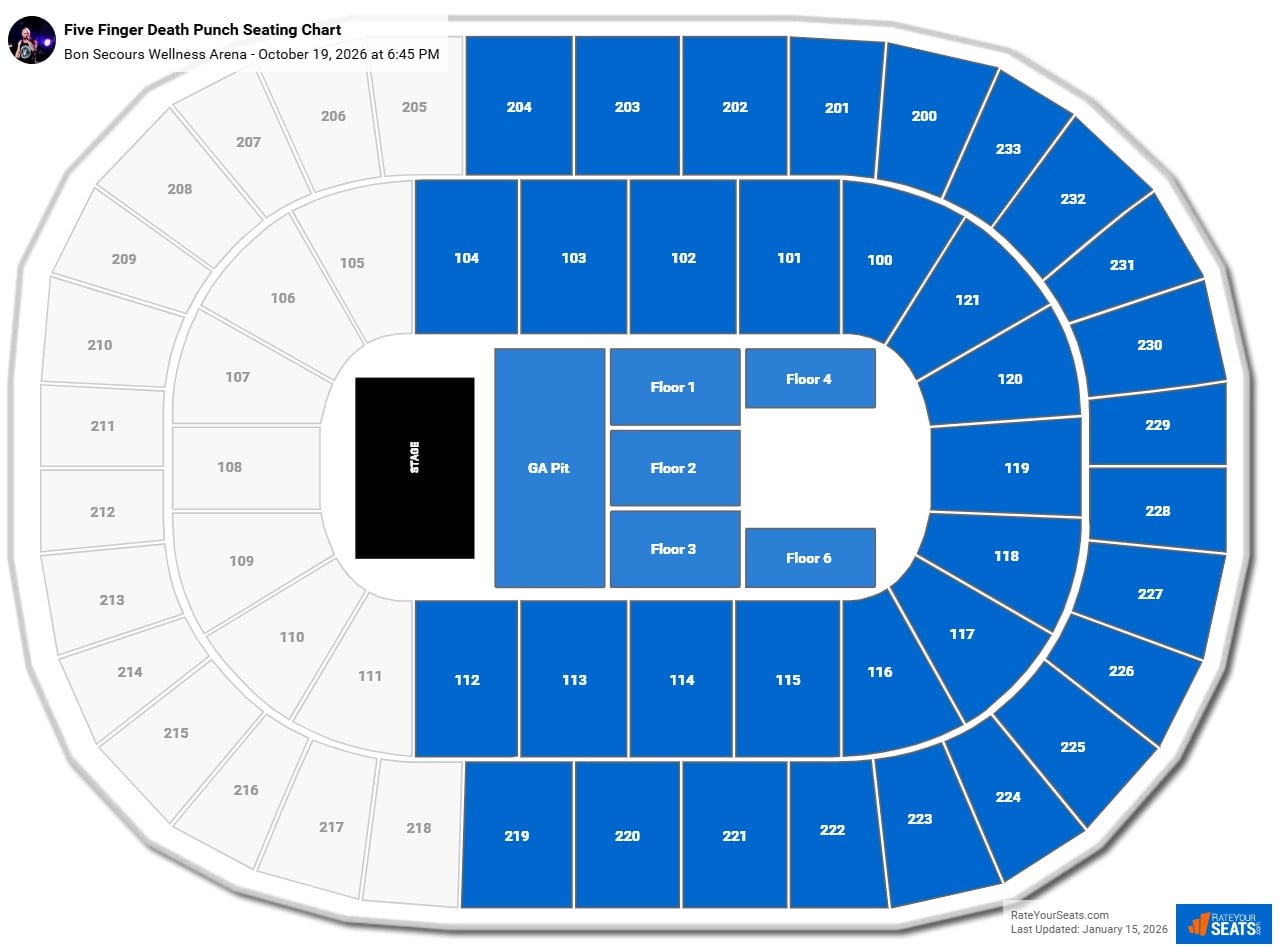 Five Finger Death Punch seating chart Bon Secours Wellness Arena