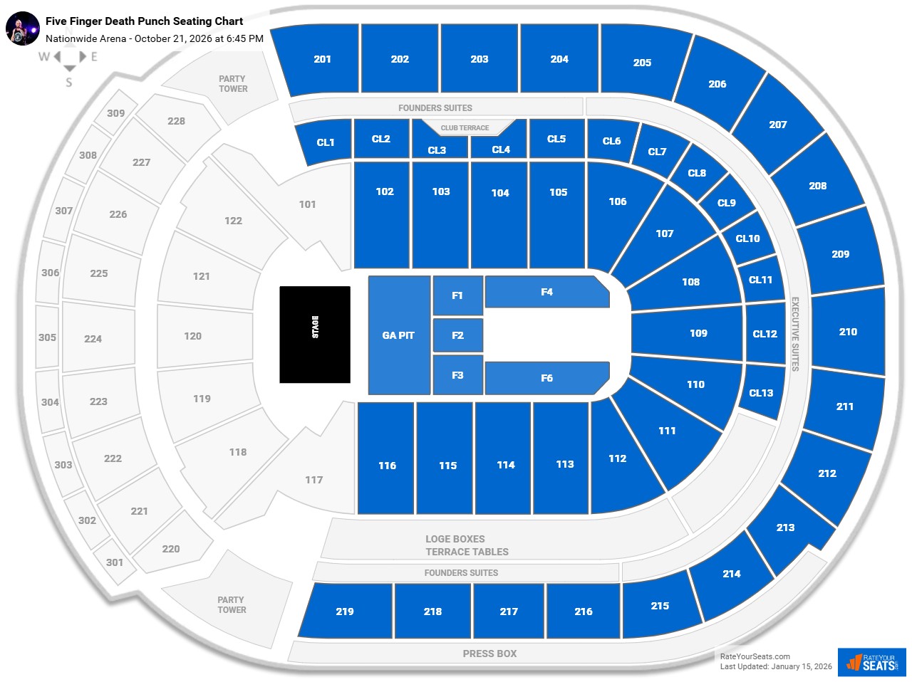Five Finger Death Punch seating chart Nationwide Arena