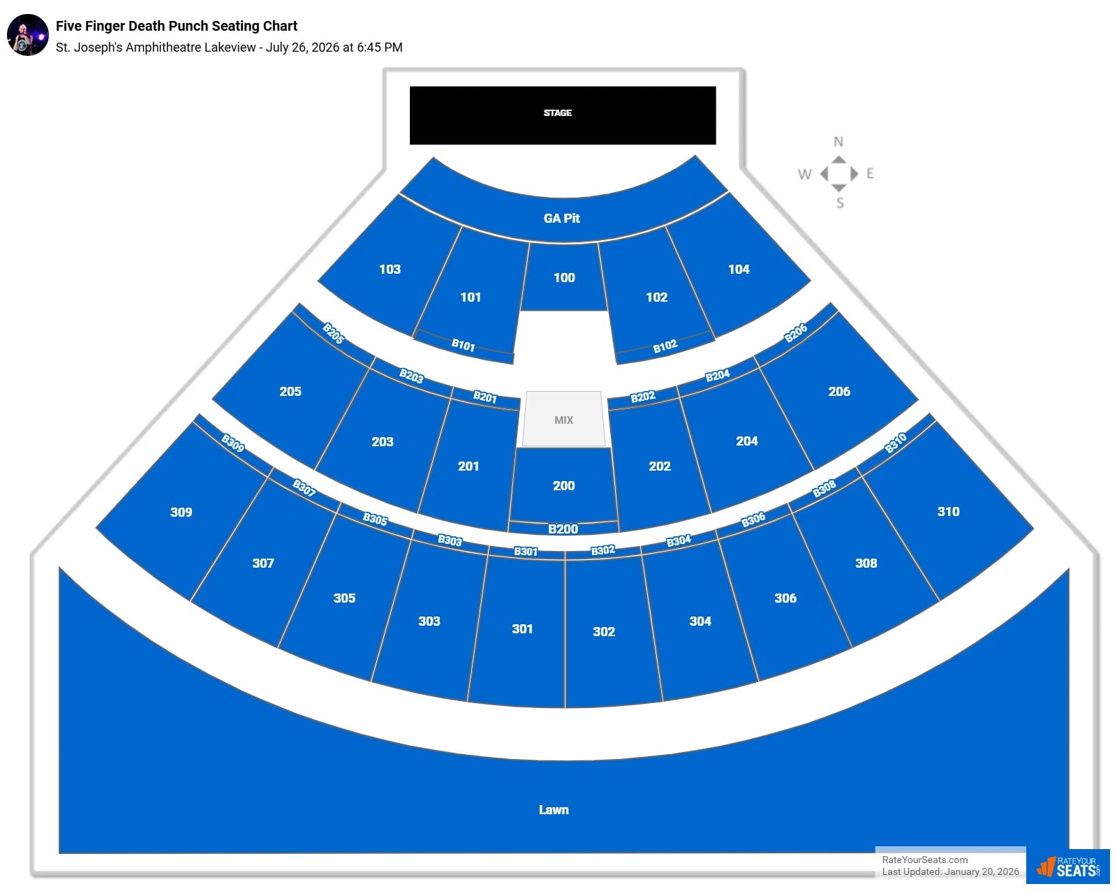 Five Finger Death Punch seating chart St. Joseph