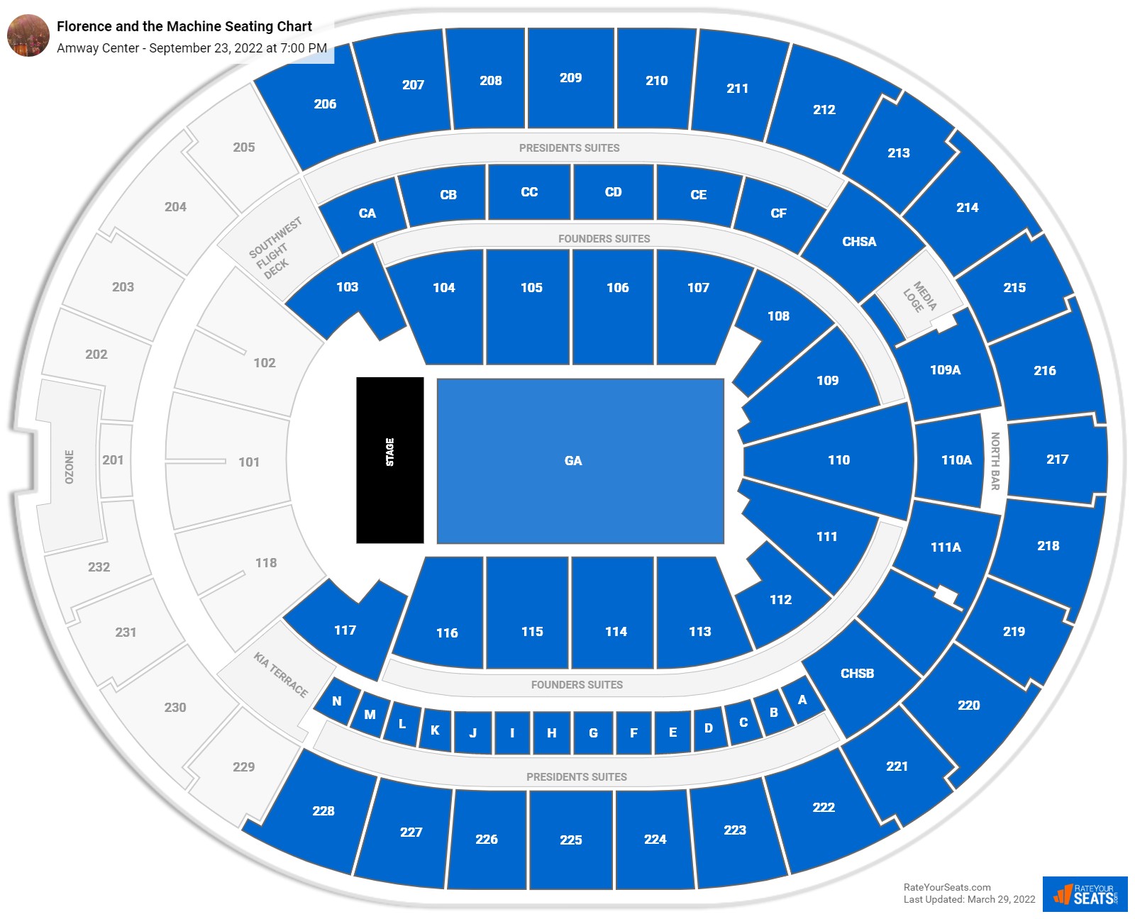 Florence and the Machine seating chart Amway Center
