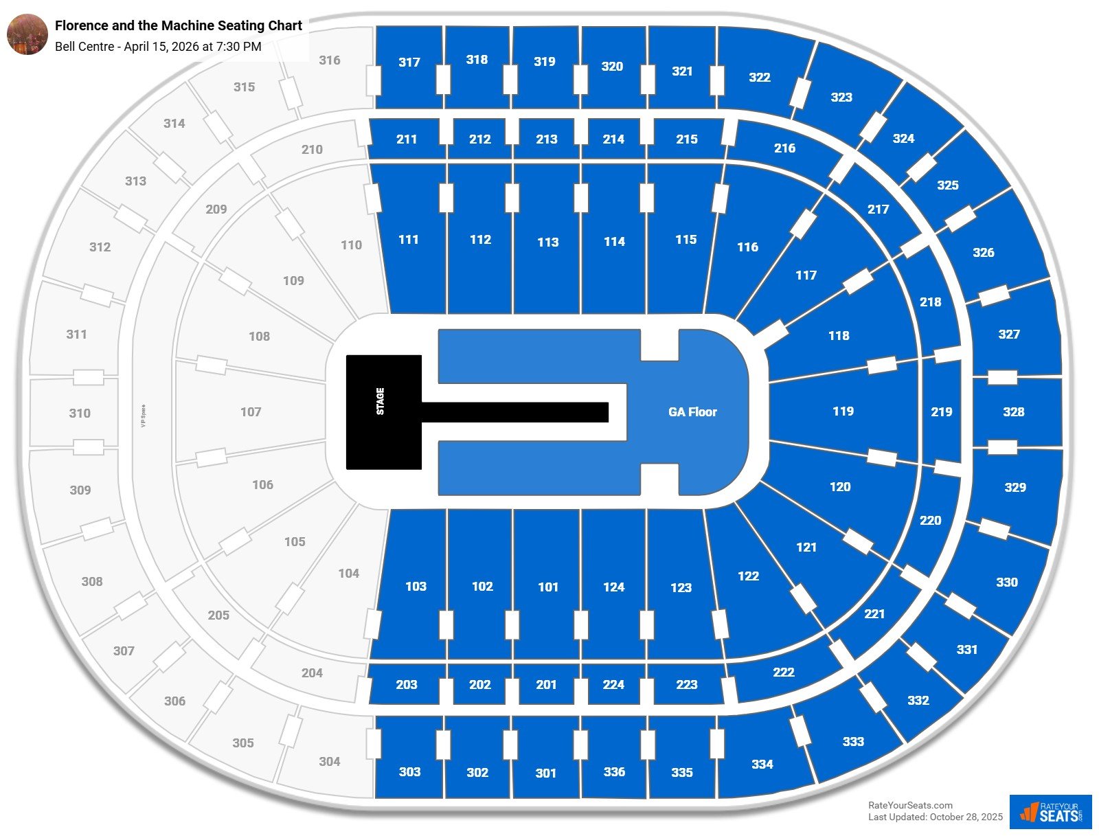 Florence and the Machine seating chart Bell Centre