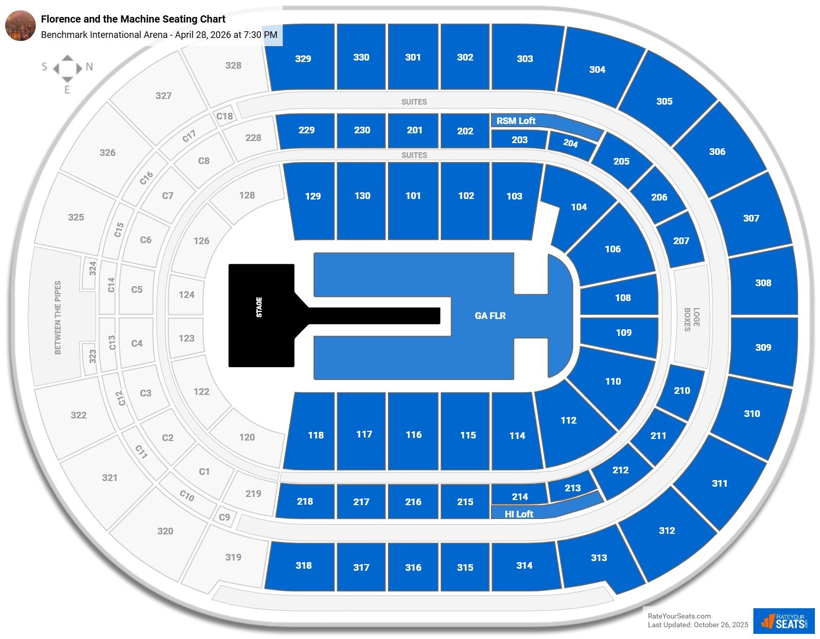 Florence and the Machine seating chart Benchmark International Arena