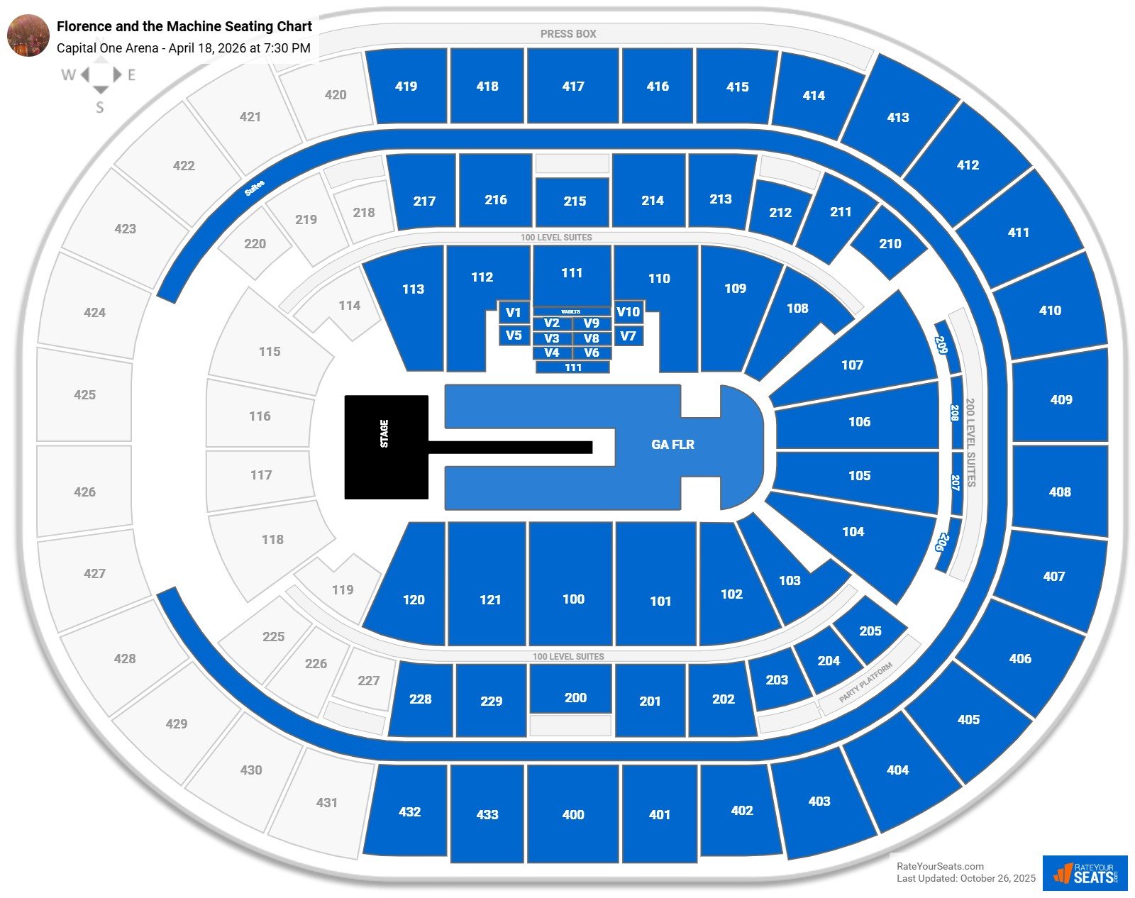 Florence and the Machine seating chart Capital One Arena