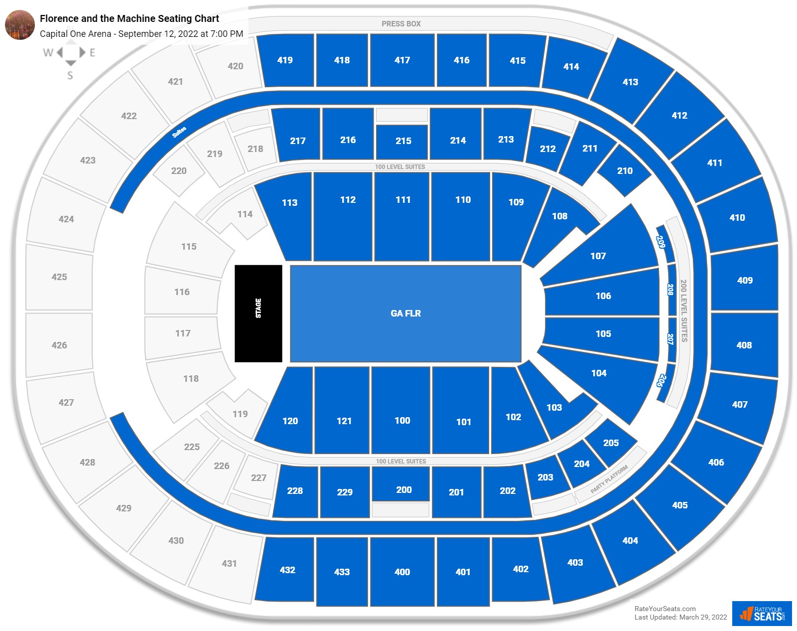 Florence and the Machine seating chart Capital One Arena