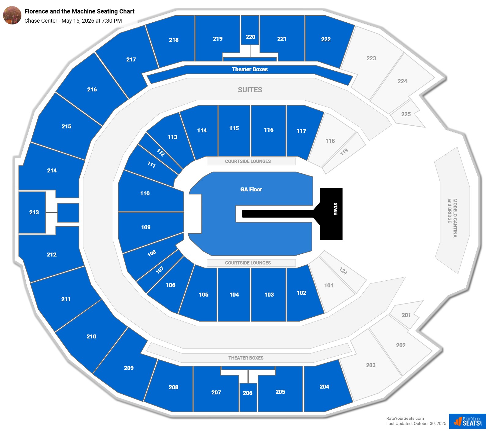 Florence and the Machine seating chart Chase Center