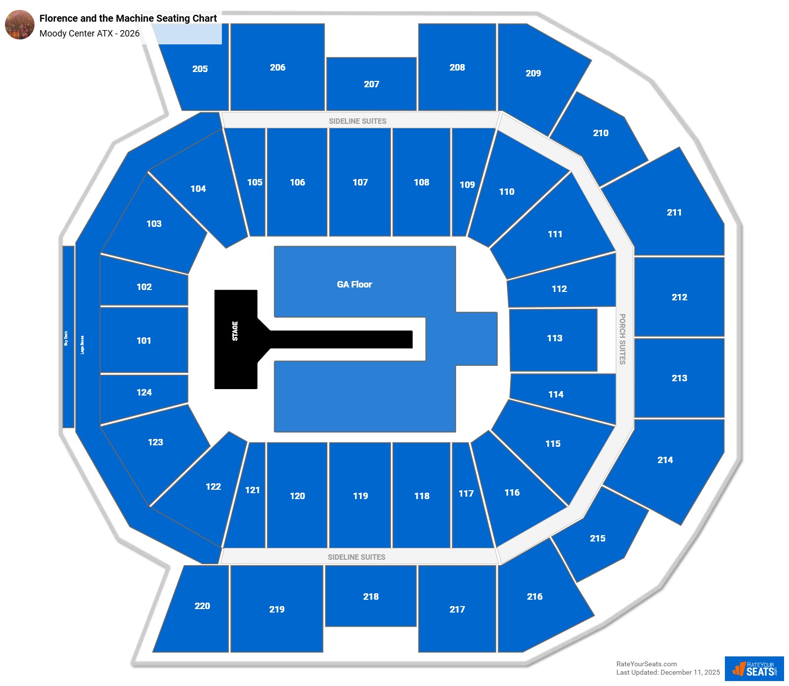 Florence and the Machine seating chart Moody Center ATX
