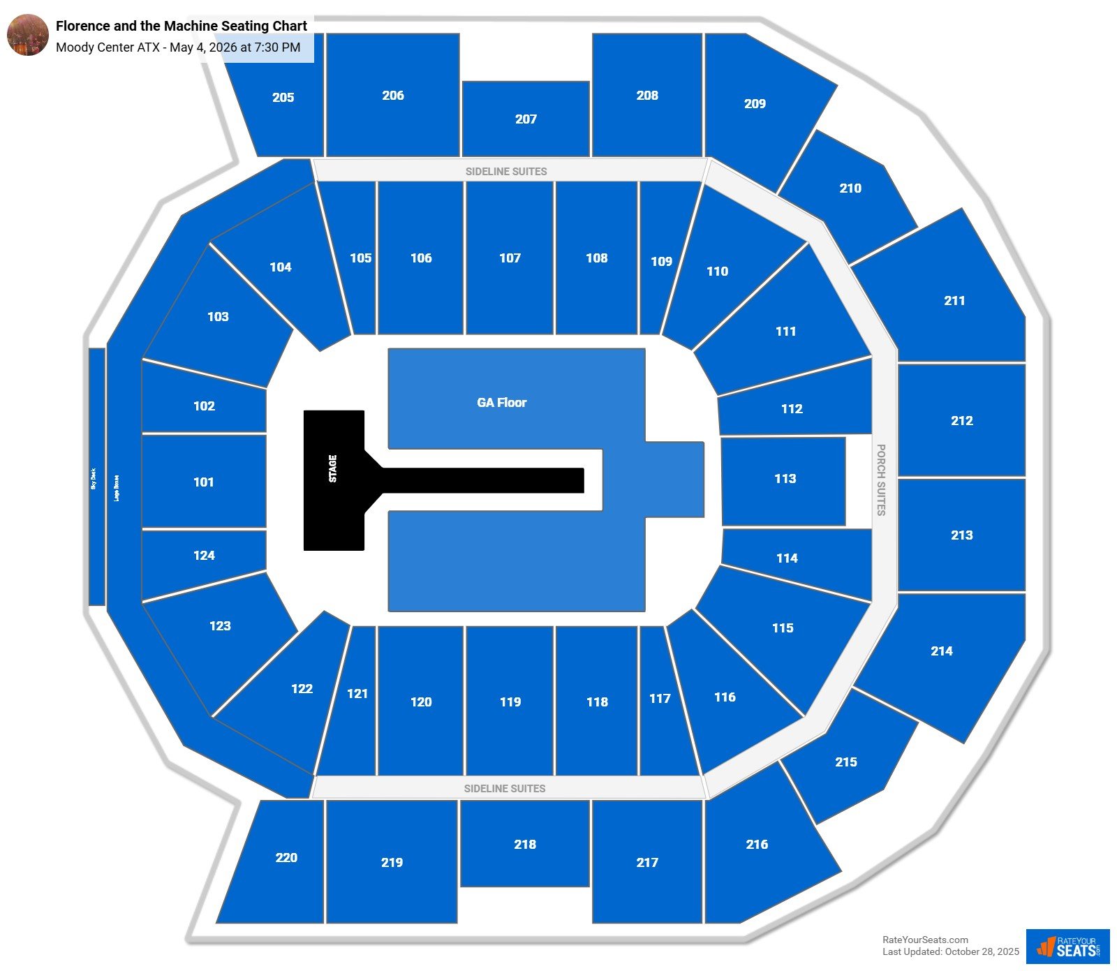 Florence and the Machine seating chart Moody Center ATX