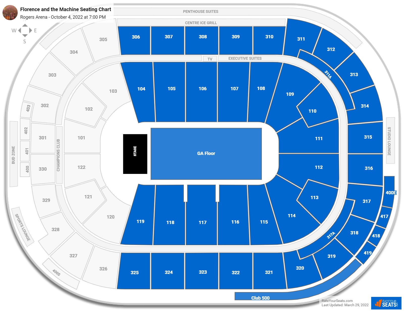 Florence and the Machine seating chart Rogers Arena