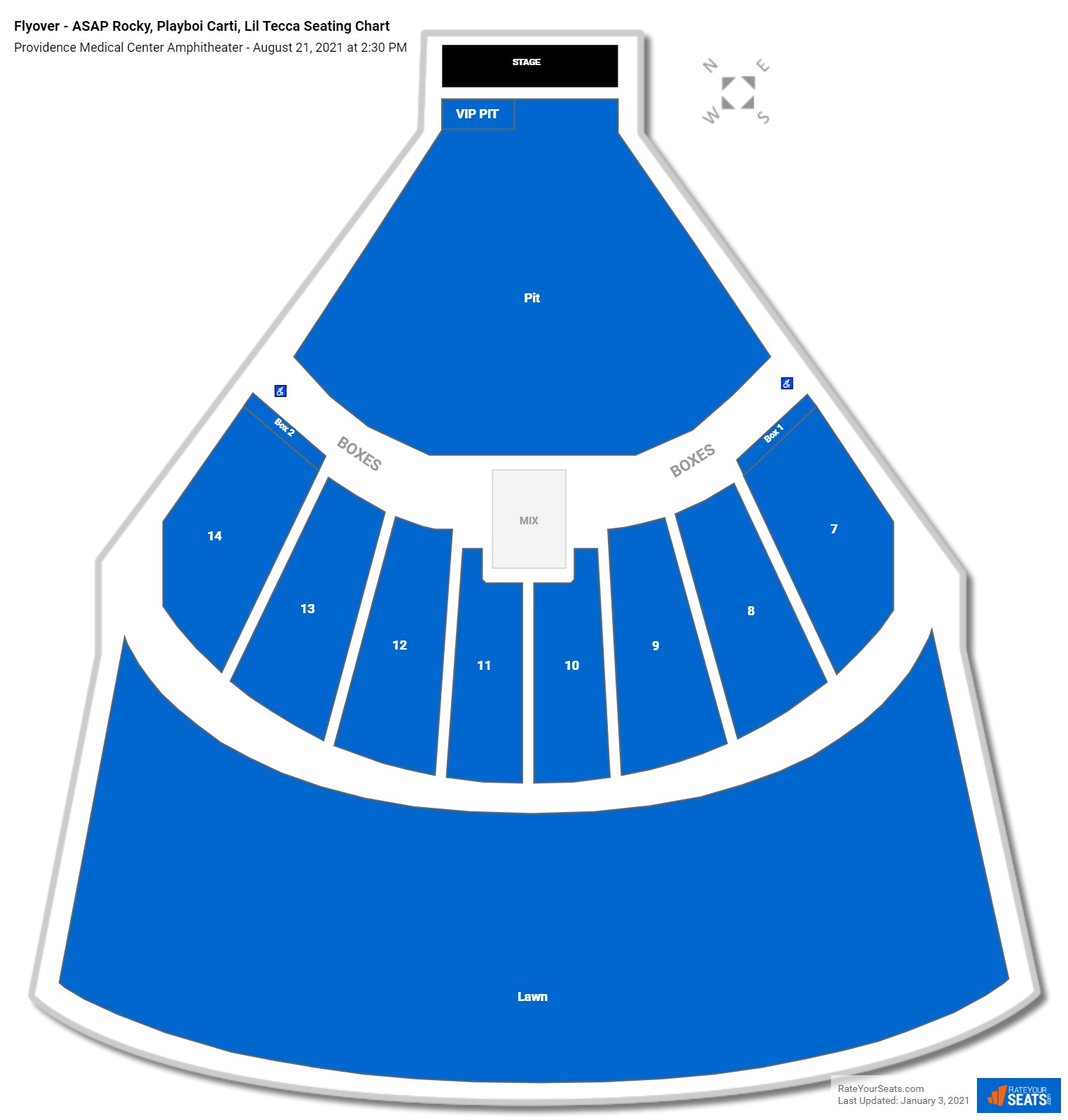 Flyover - ASAP Rocky, Playboi Carti, Lil Tecca seating chart Providence Medical Center Amphitheater