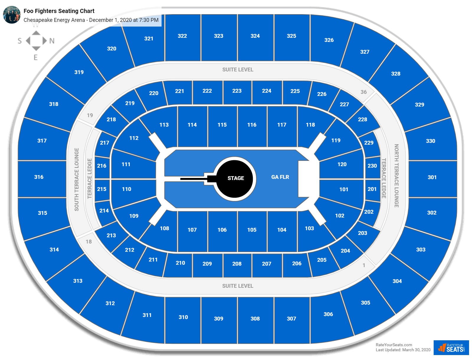 Foo Fighters seating chart Chesapeake Energy Arena