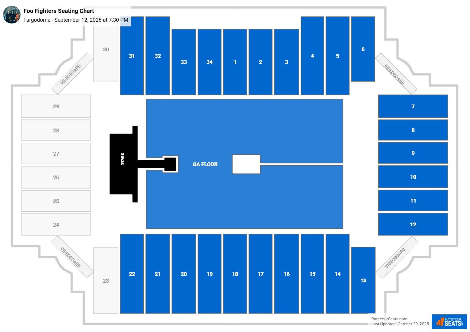 Foo Fighters seating chart Fargodome