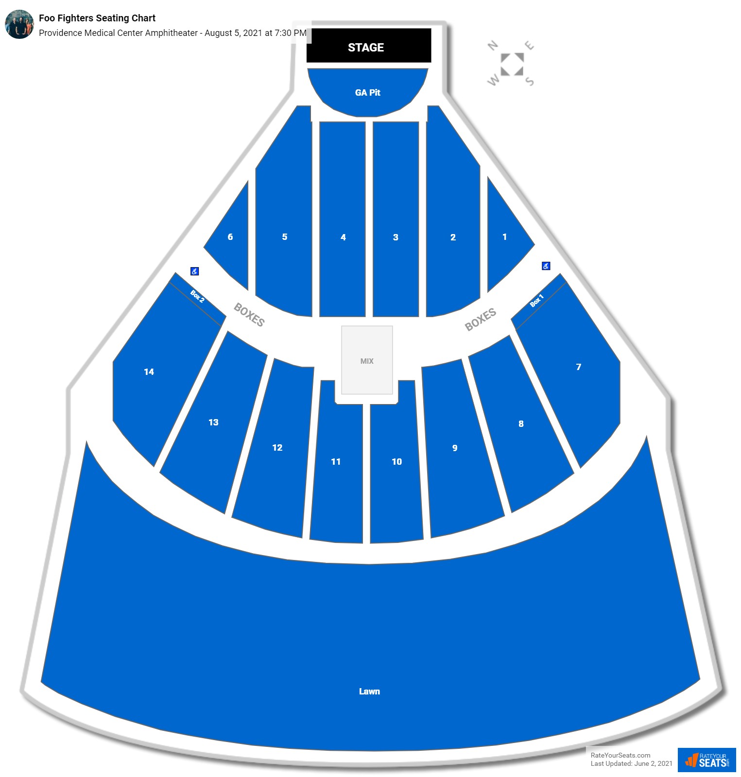 Foo Fighters seating chart Providence Medical Center Amphitheater