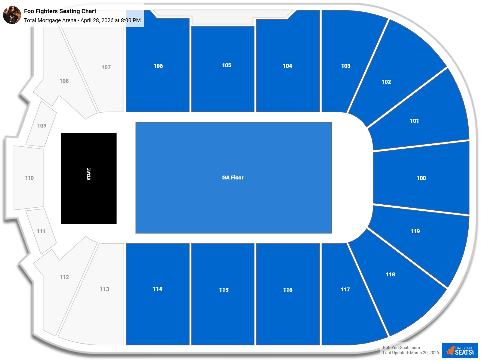 Foo Fighters seating chart Total Mortgage Arena