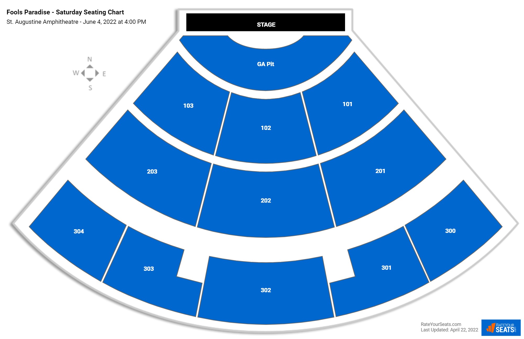 Fools Paradise - Saturday seating chart St. Augustine Amphitheatre