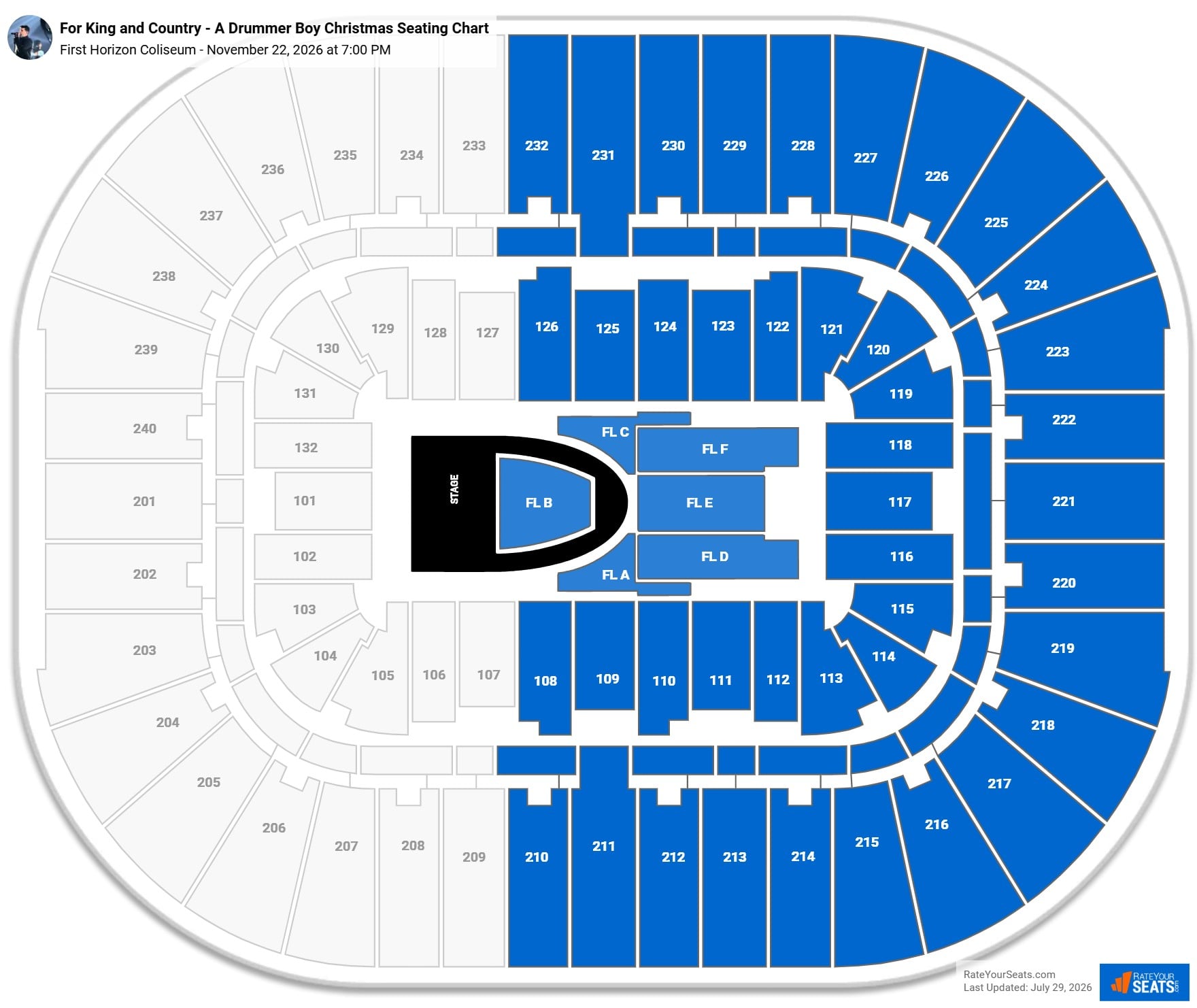 For King and Country - A Drummer Boy Christmas Seating Chart at First Horizon Coliseum