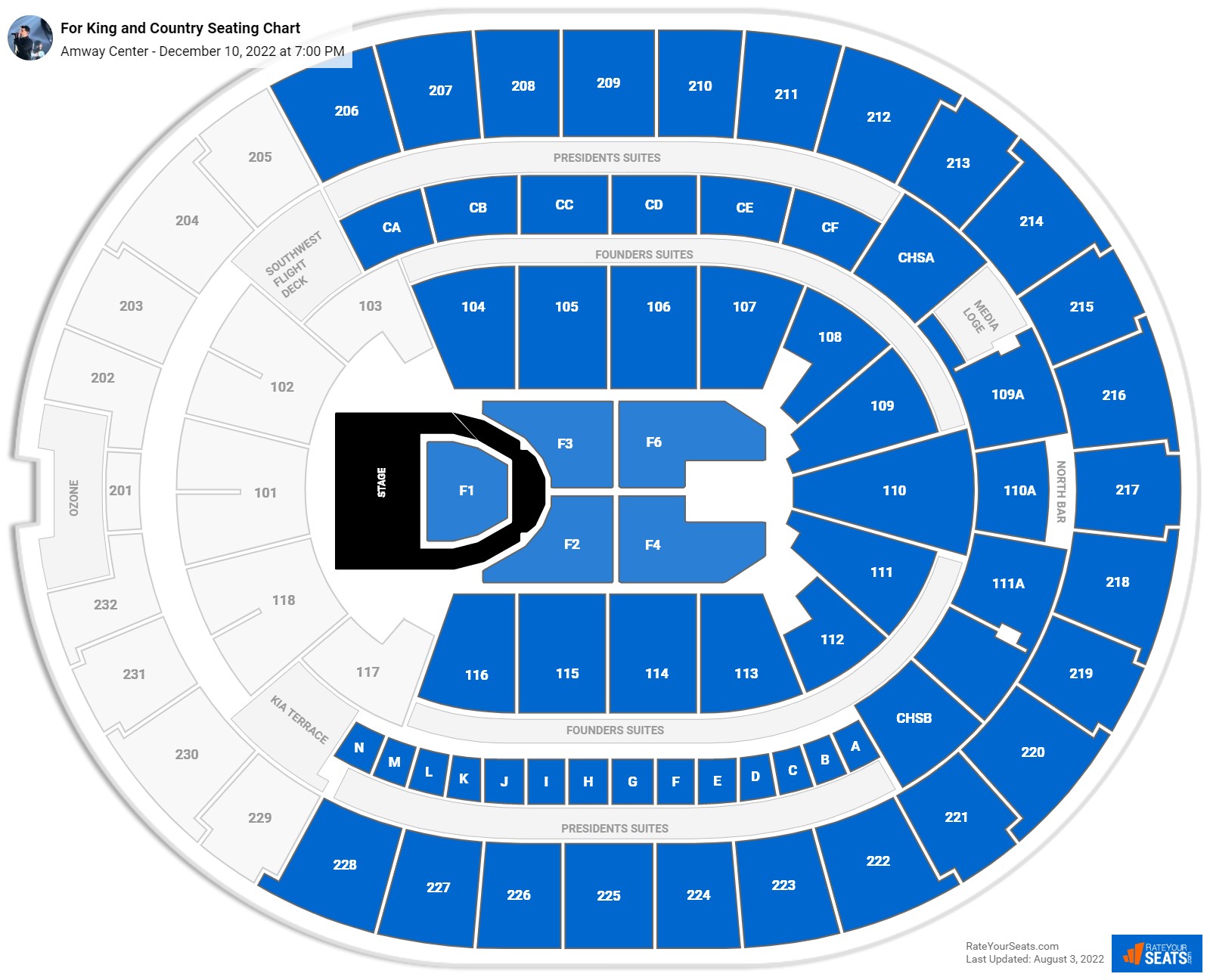 For King and Country seating chart Amway Center