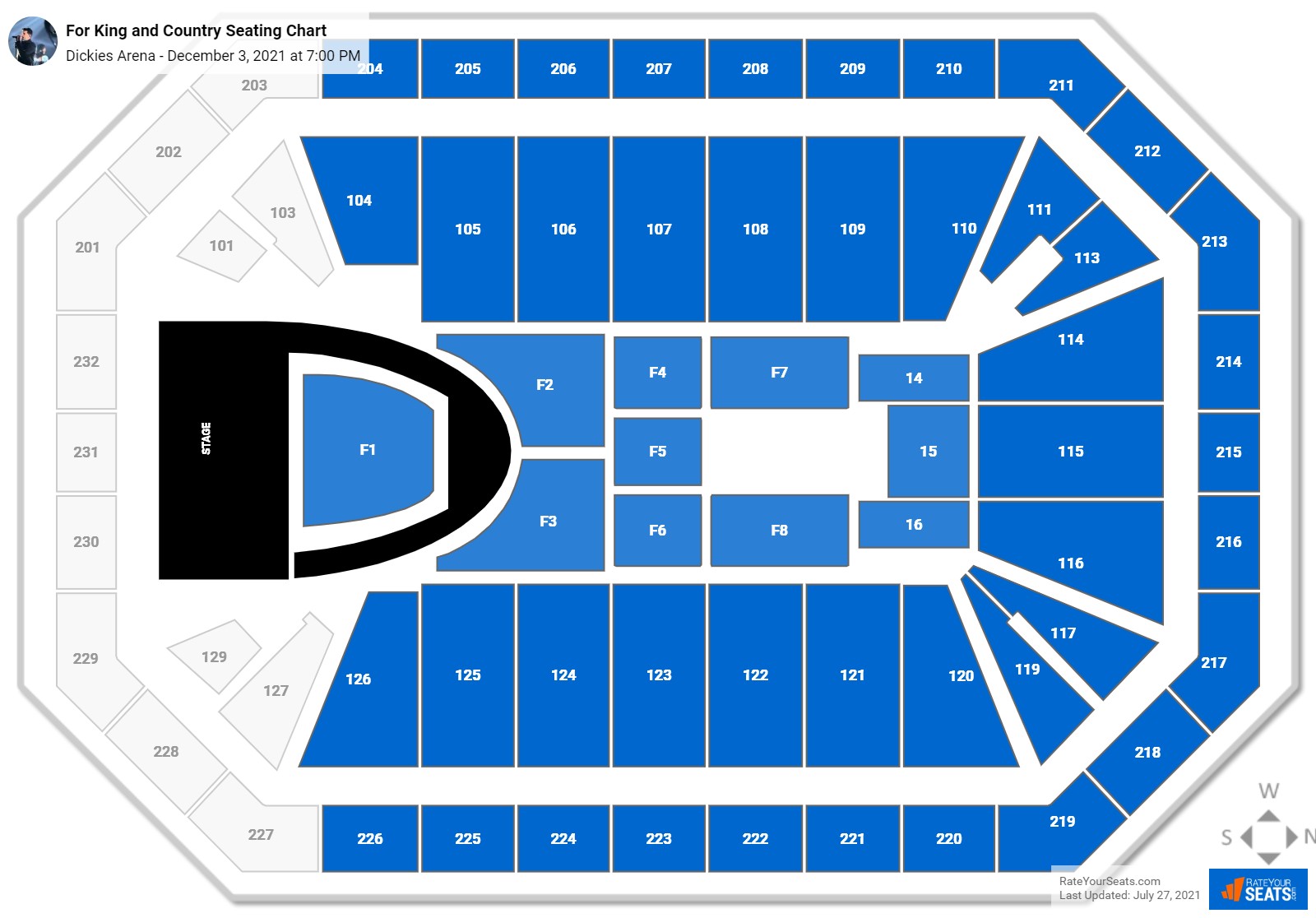 For King and Country seating chart Dickies Arena