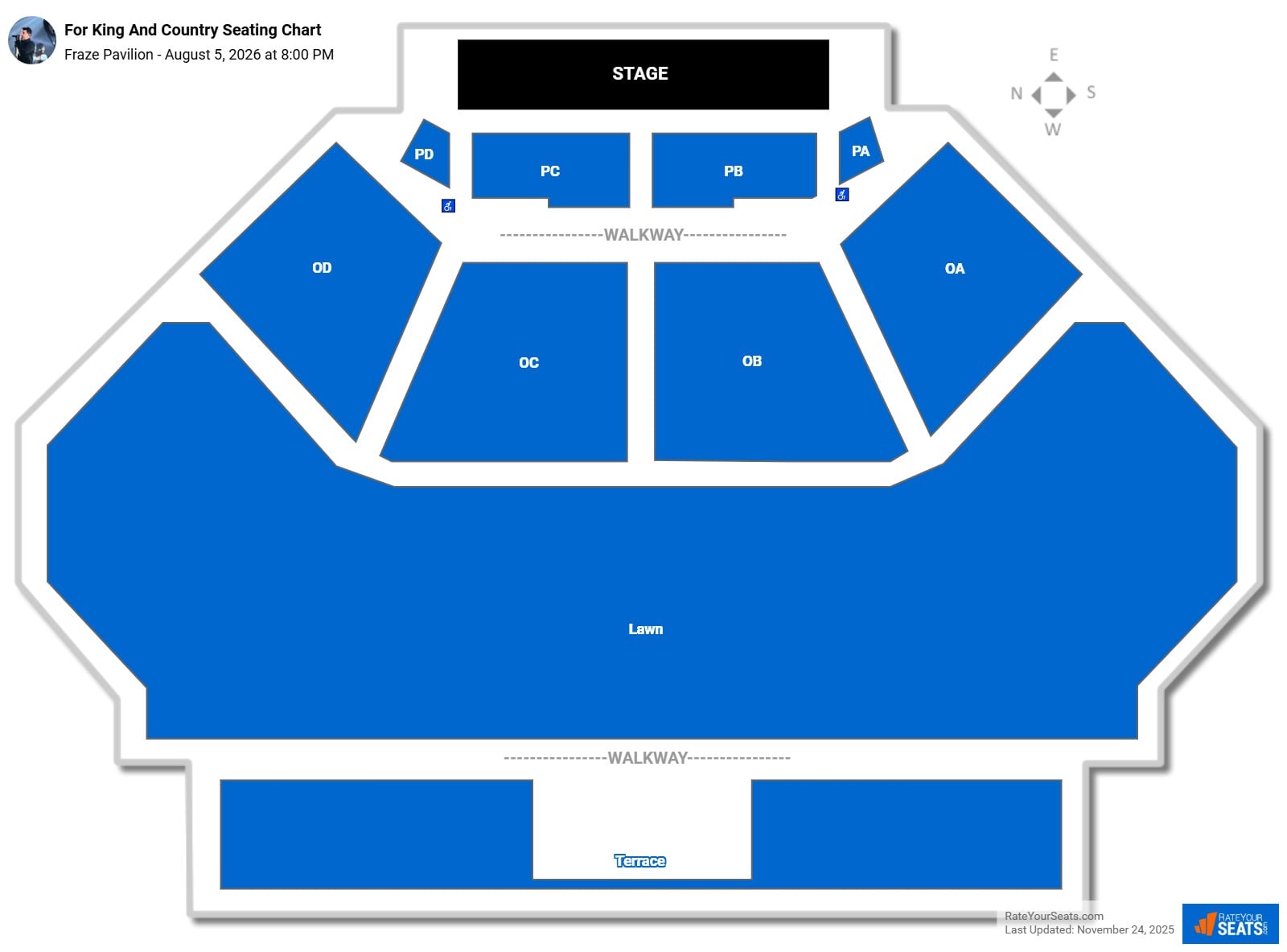 For King And Country seating chart Fraze Pavilion