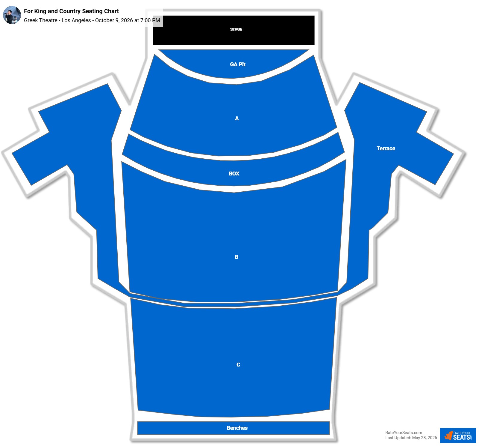 For King and Country Seating Chart at Greek Theatre - Los Angeles