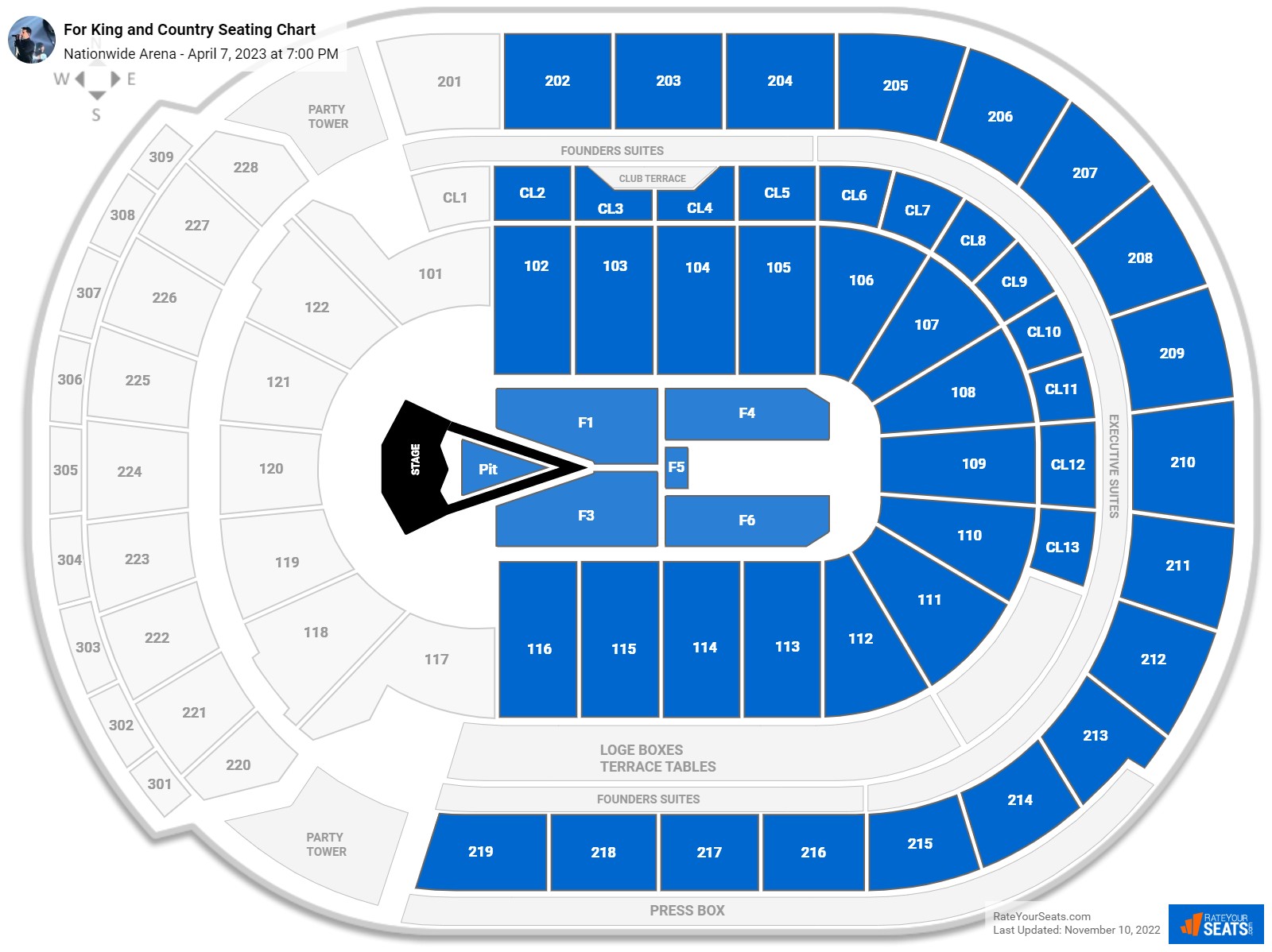For King and Country seating chart Nationwide Arena