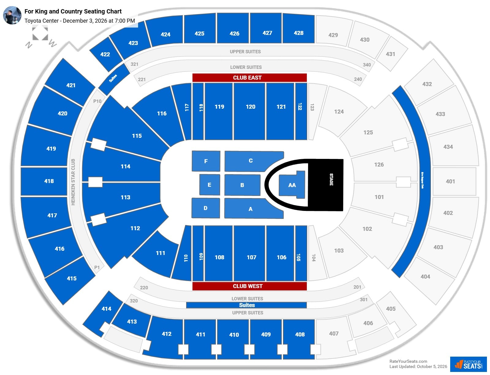 For King and Country Seating Chart at Toyota Center