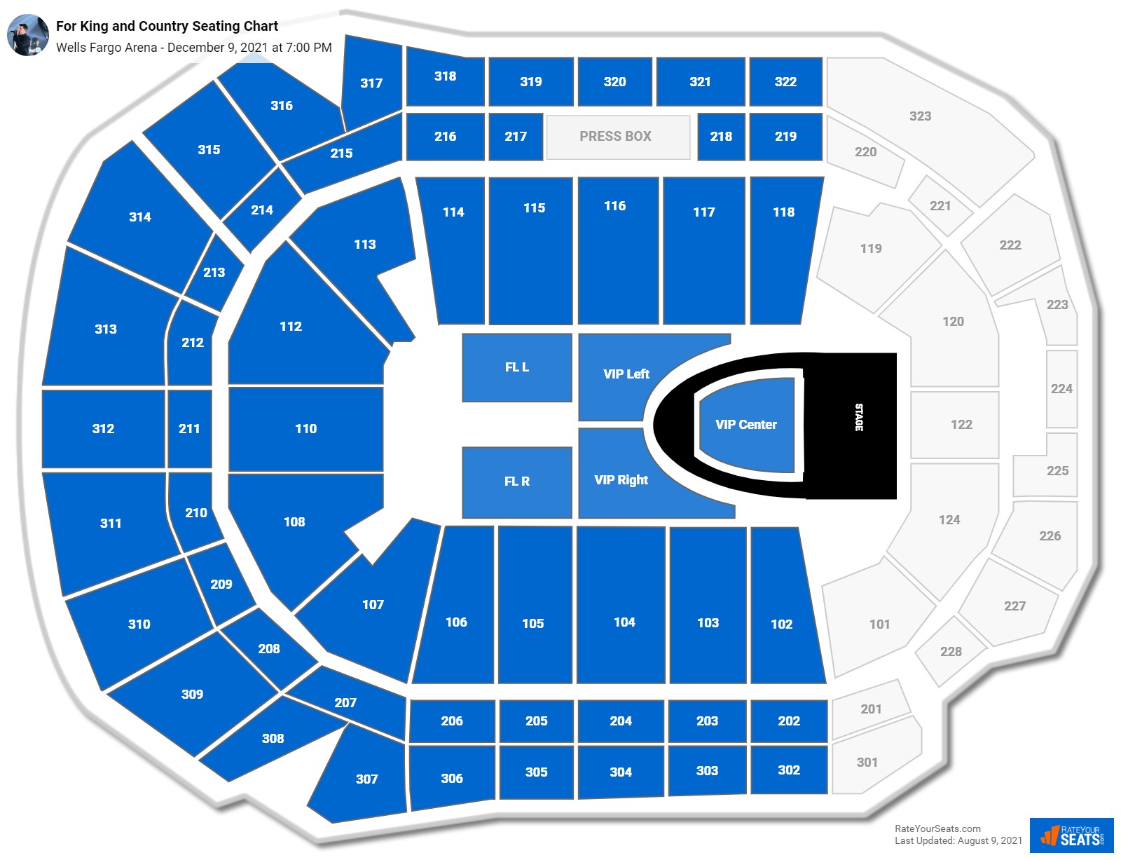For King and Country seating chart Wells Fargo Arena
