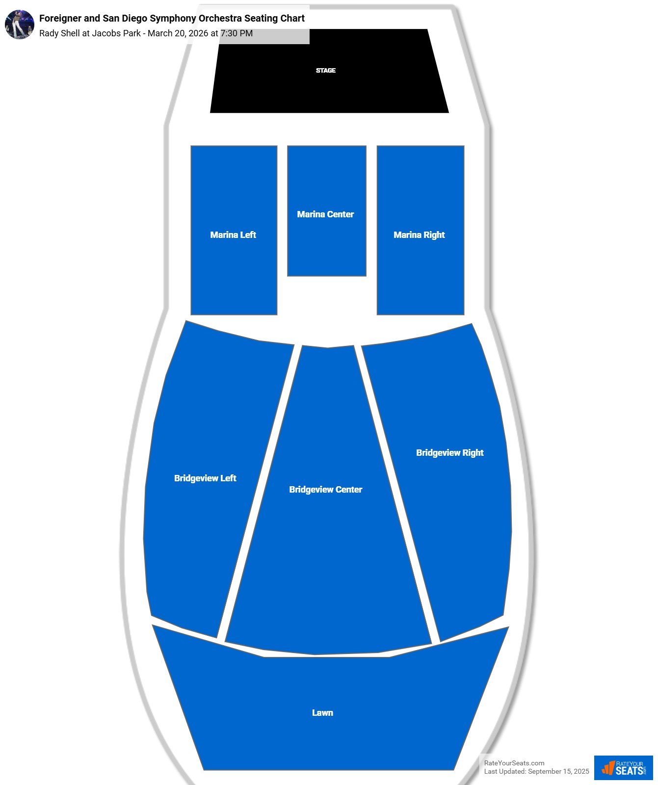 Foreigner and San Diego Symphony Orchestra seating chart Rady Shell at Jacobs Park