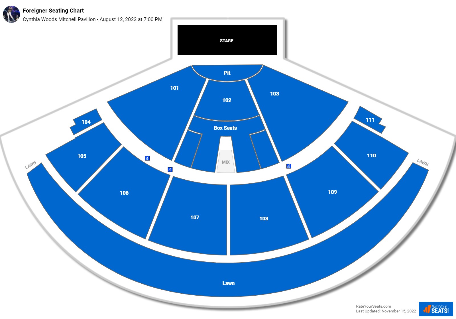 Foreigner seating chart Cynthia Woods Mitchell Pavilion