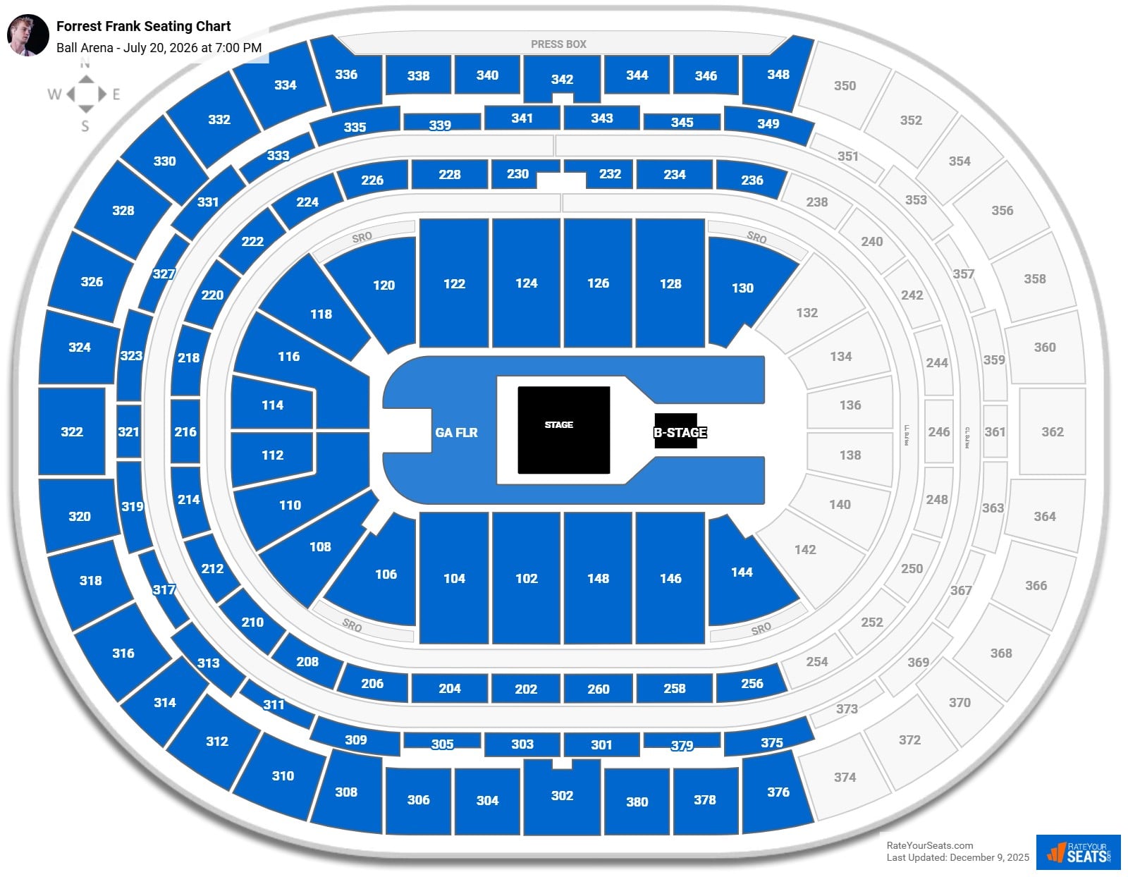 Forrest Frank seating chart Ball Arena