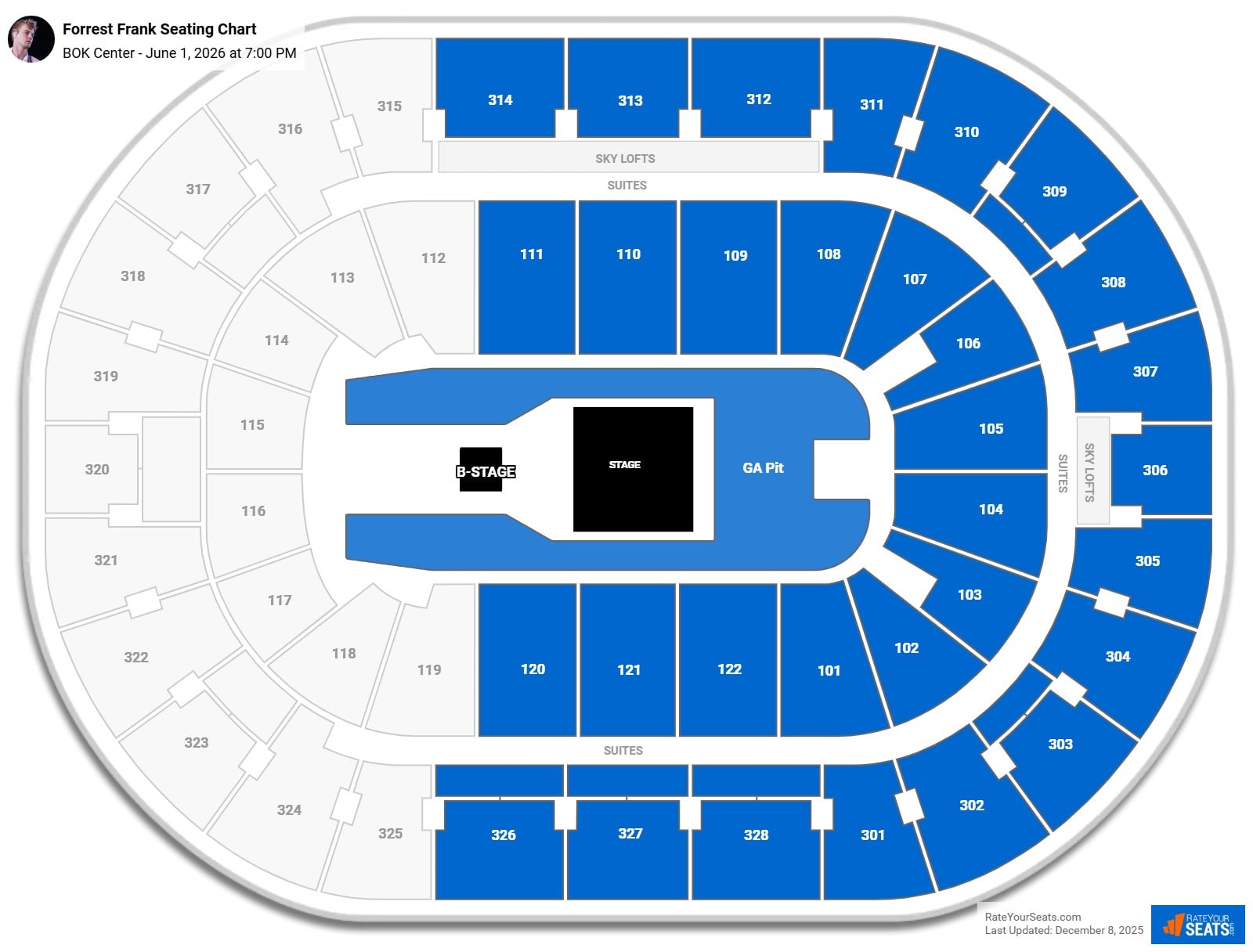 Forrest Frank seating chart BOK Center