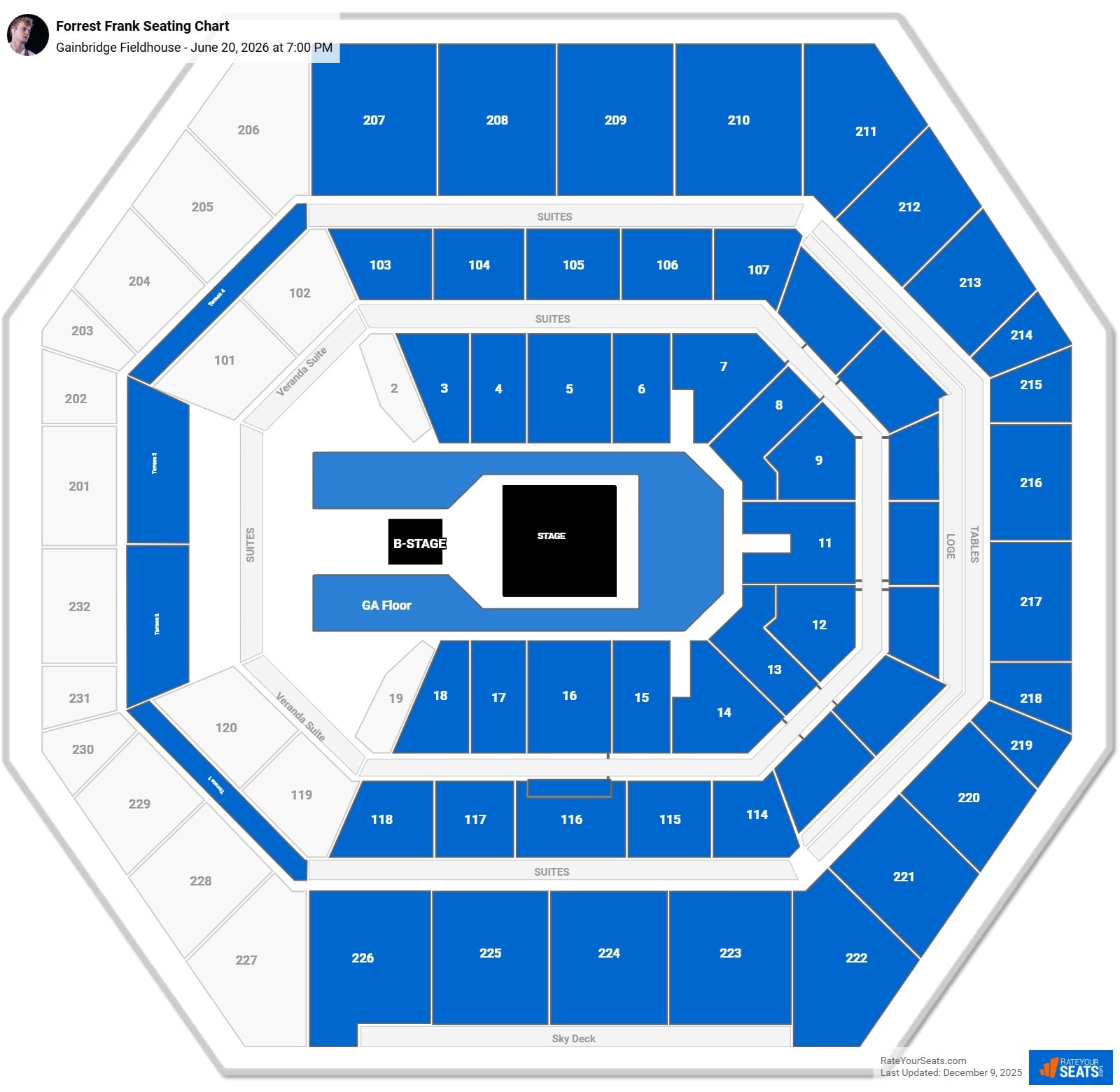 Forrest Frank seating chart Gainbridge Fieldhouse