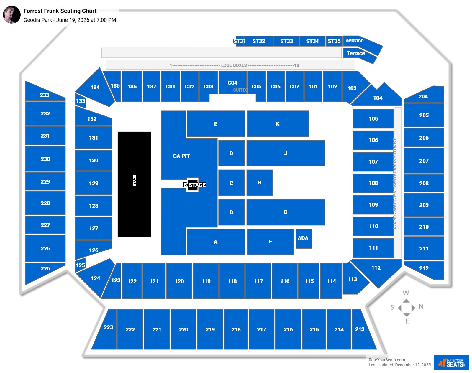 Forrest Frank seating chart Geodis Park