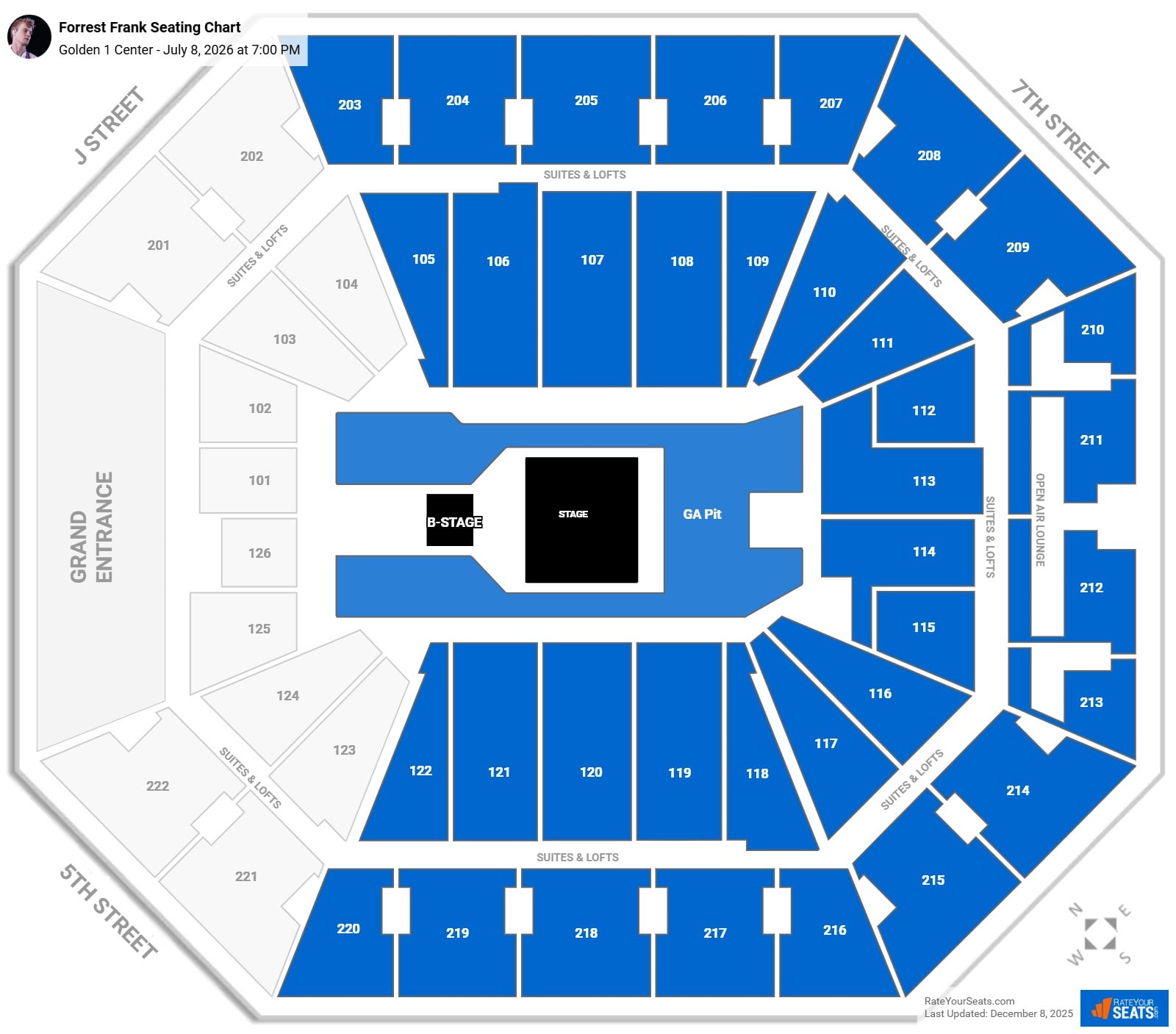Forrest Frank seating chart Golden 1 Center