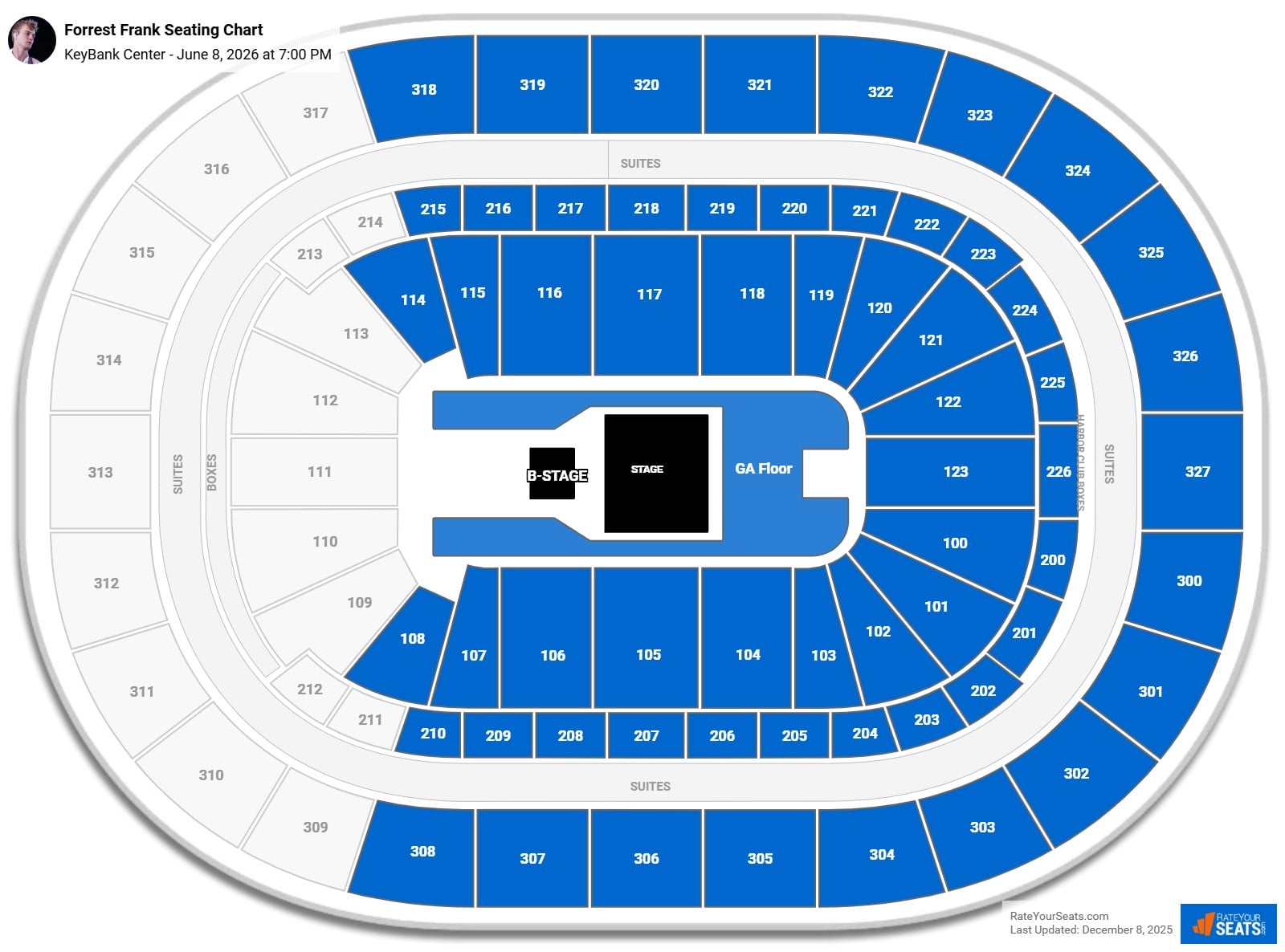 Forrest Frank seating chart KeyBank Center