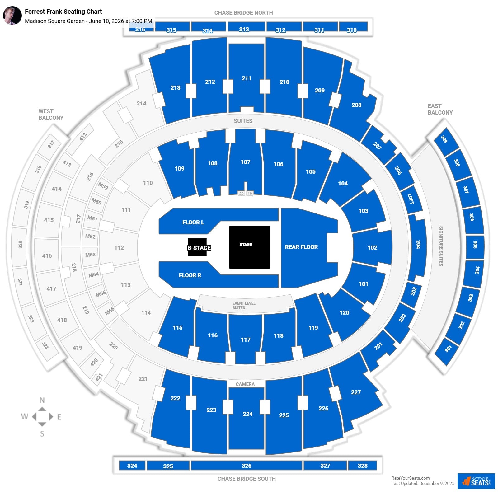 Forrest Frank seating chart Madison Square Garden