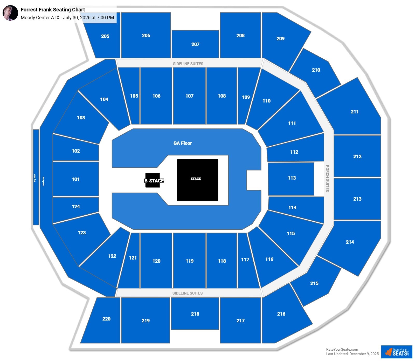 Forrest Frank seating chart Moody Center ATX