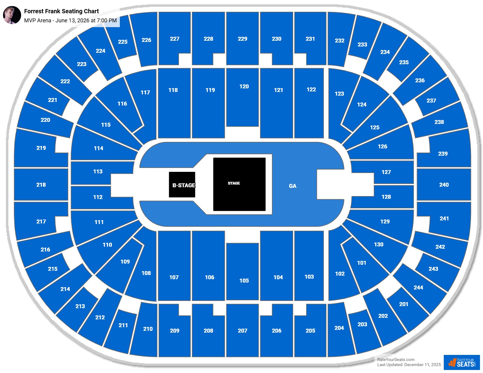 Forrest Frank seating chart MVP Arena