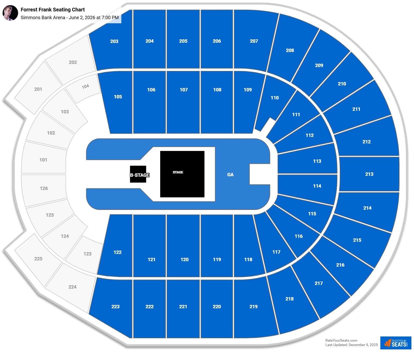 Forrest Frank seating chart Simmons Bank Arena