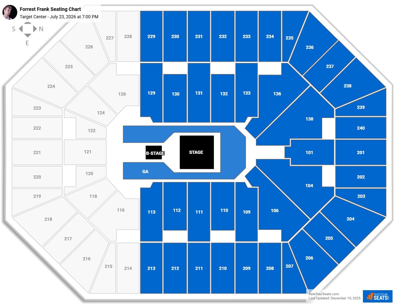 Forrest Frank seating chart Target Center