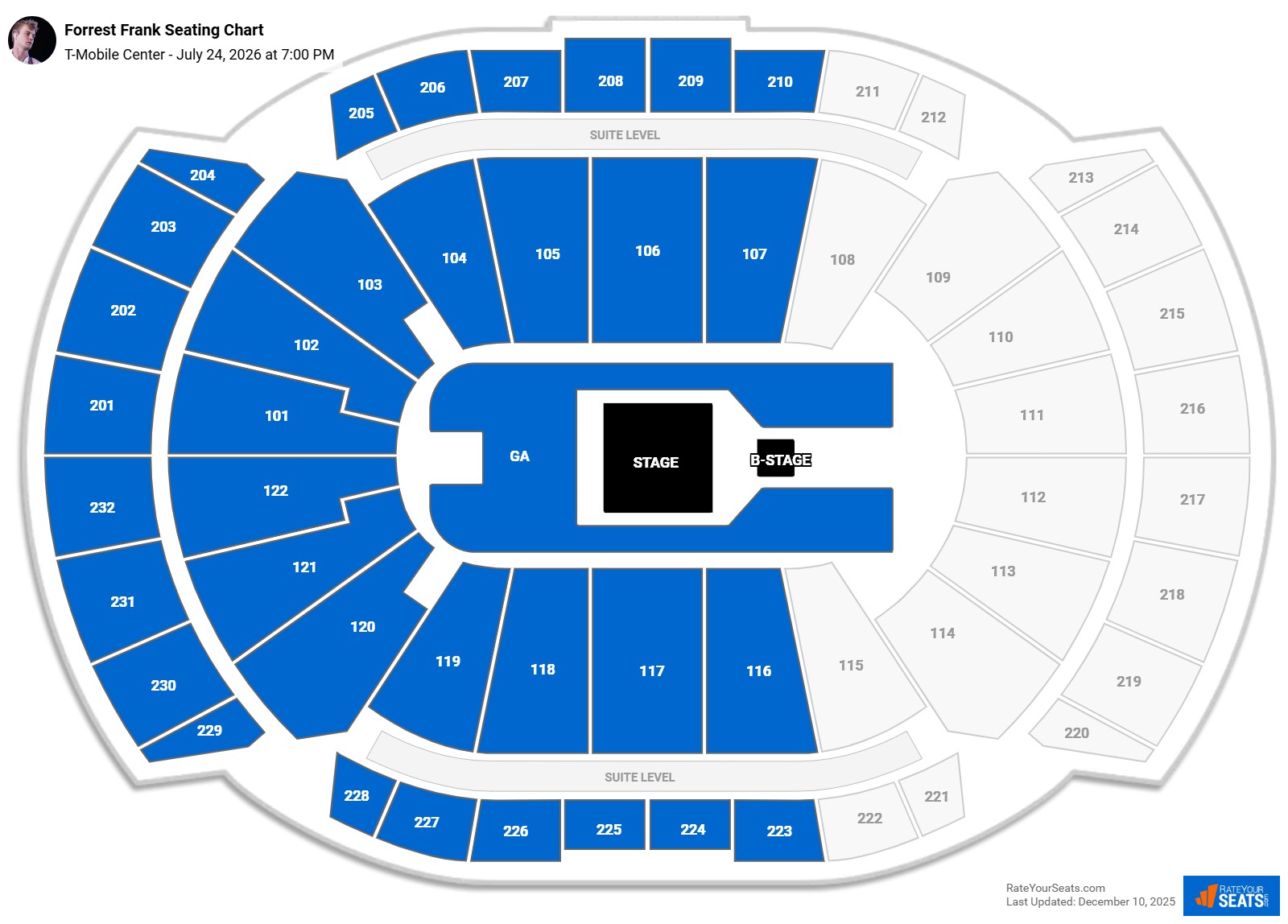 Forrest Frank seating chart T-Mobile Center