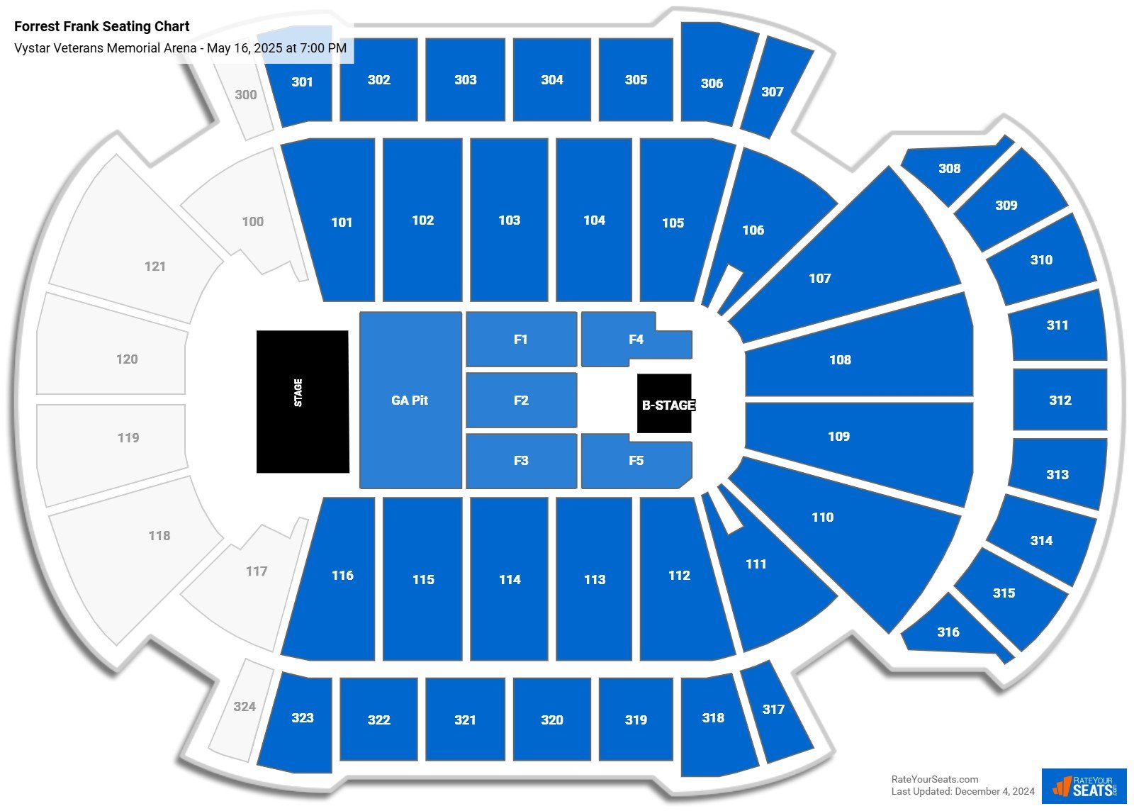 Forrest Frank seating chart Vystar Veterans Memorial Arena