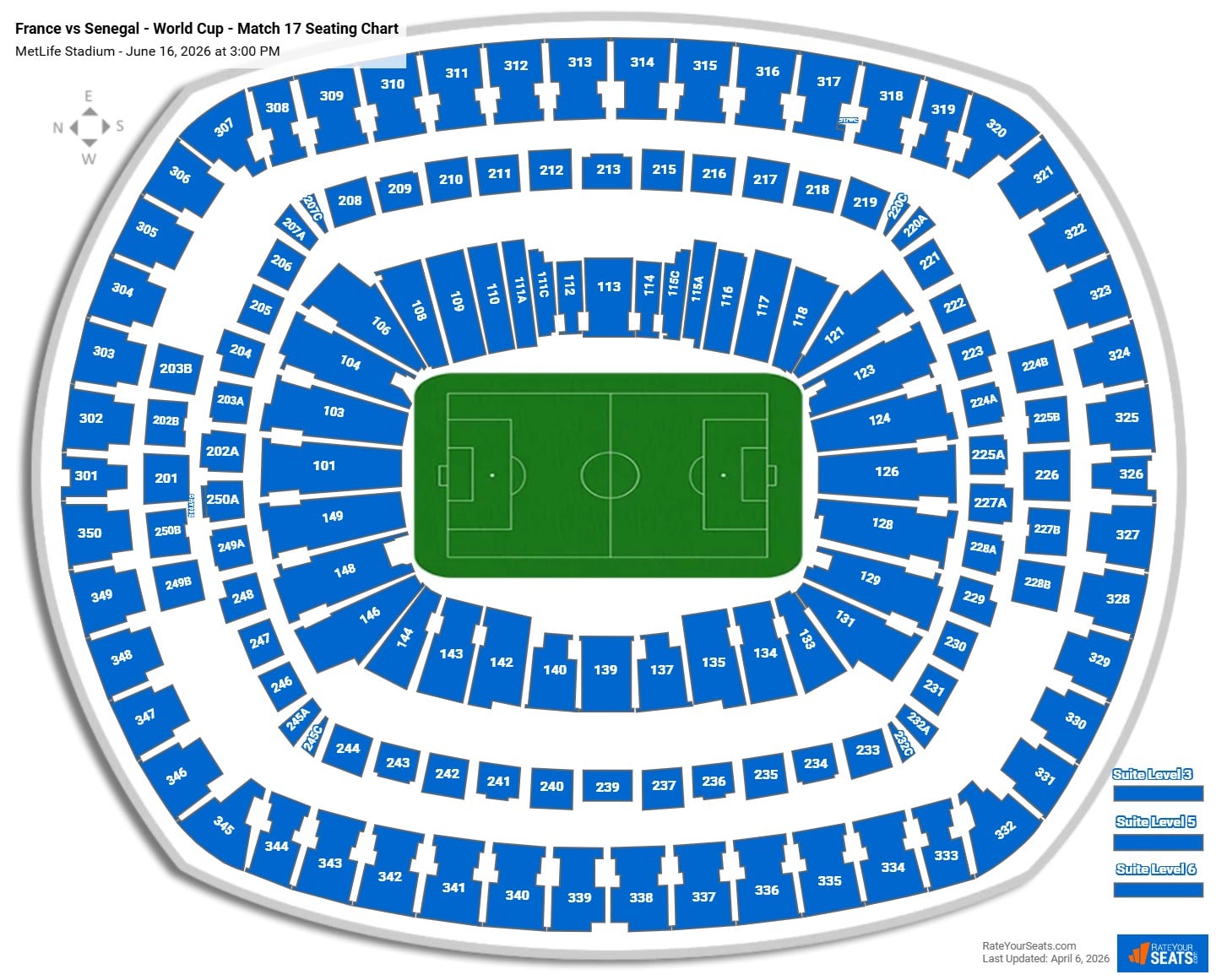 France vs Senegal - World Cup - Match 17 seating chart MetLife Stadium