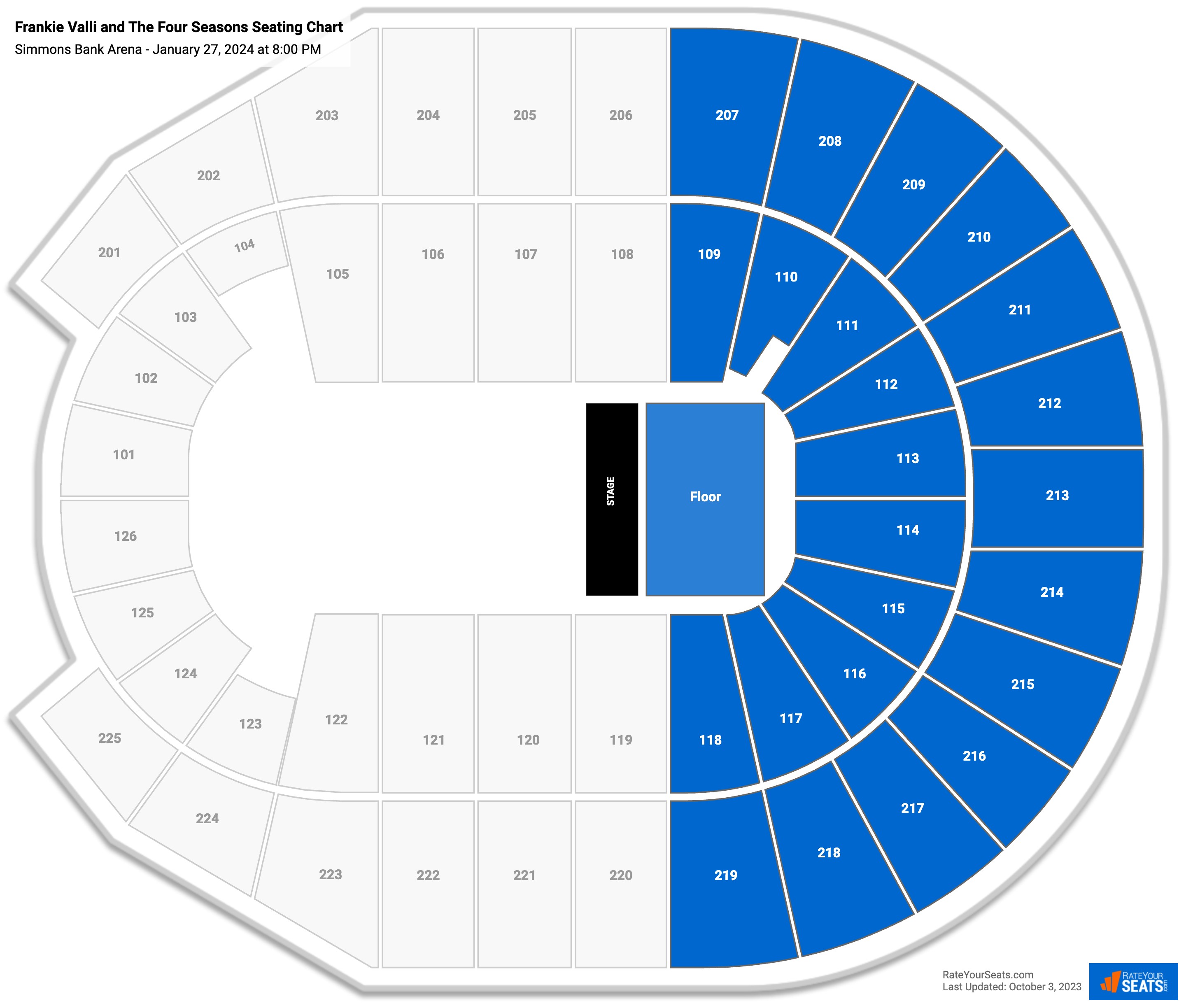 Frankie Valli and The Four Seasons seating chart Simmons Bank Arena